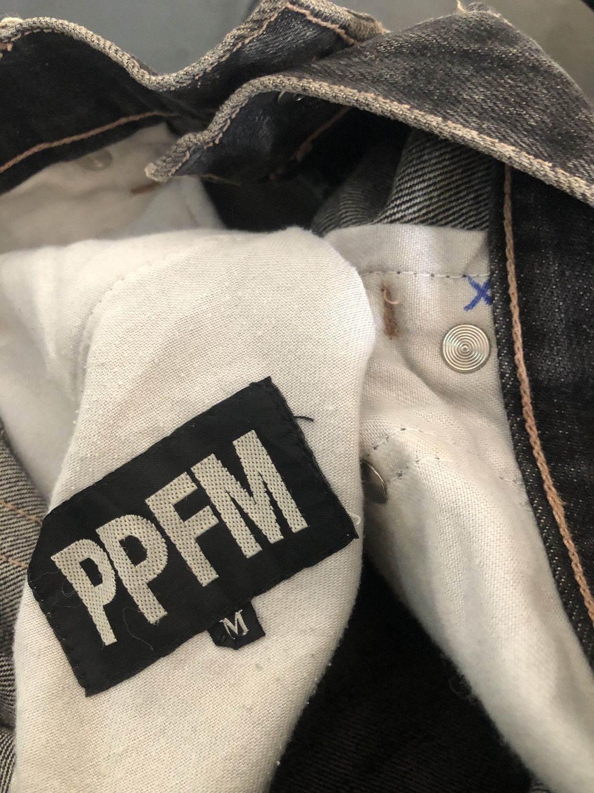 Vintage PPFM Distressed White Side Striped Denim Jeans Size US 31 - 21 Thumbnail