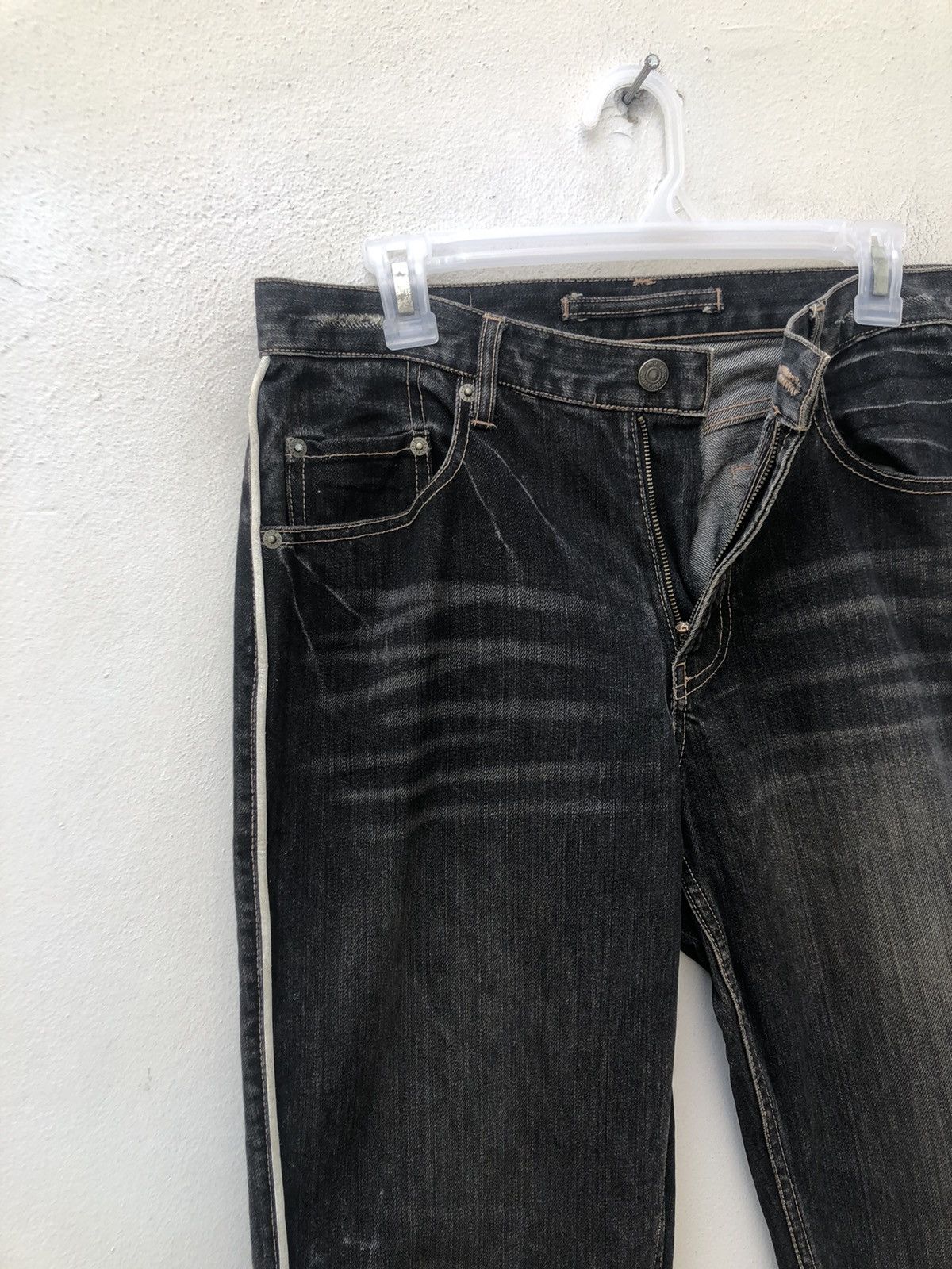 Vintage PPFM Distressed White Side Striped Denim Jeans Size US 31 - 4 Thumbnail