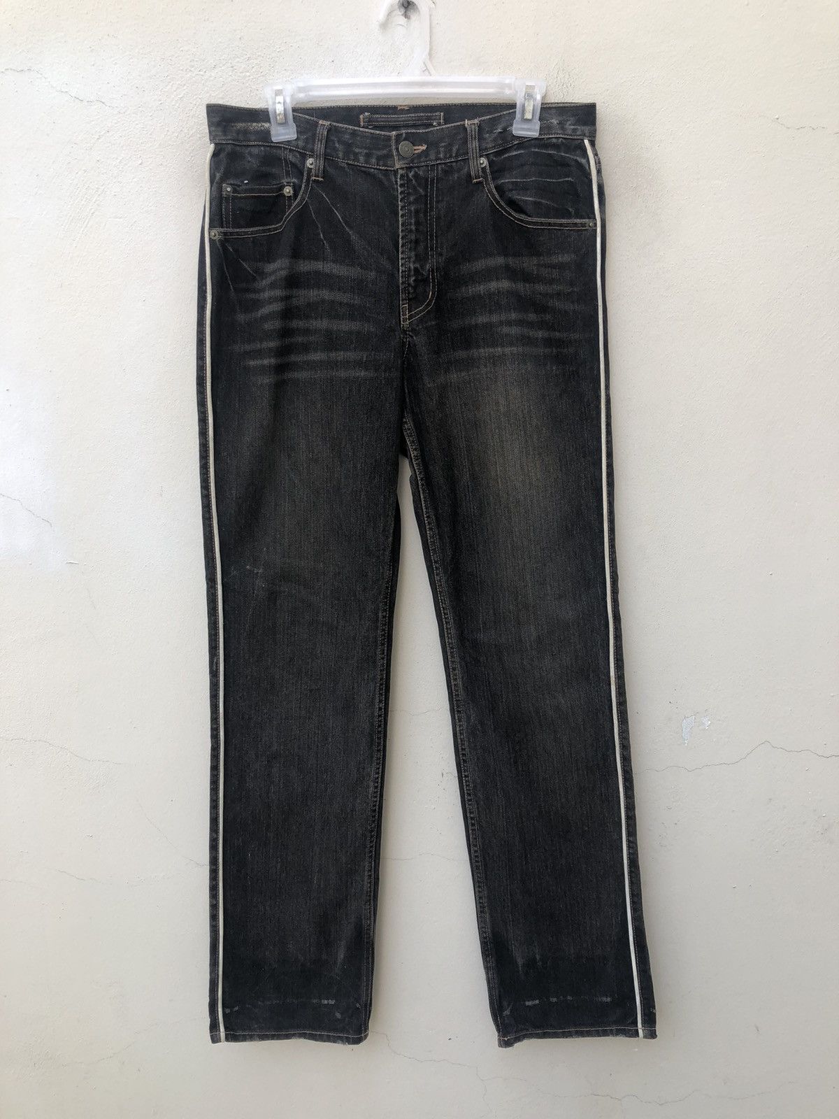 Vintage PPFM Distressed White Side Striped Denim Jeans Size US 31 - 1 Thumbnail