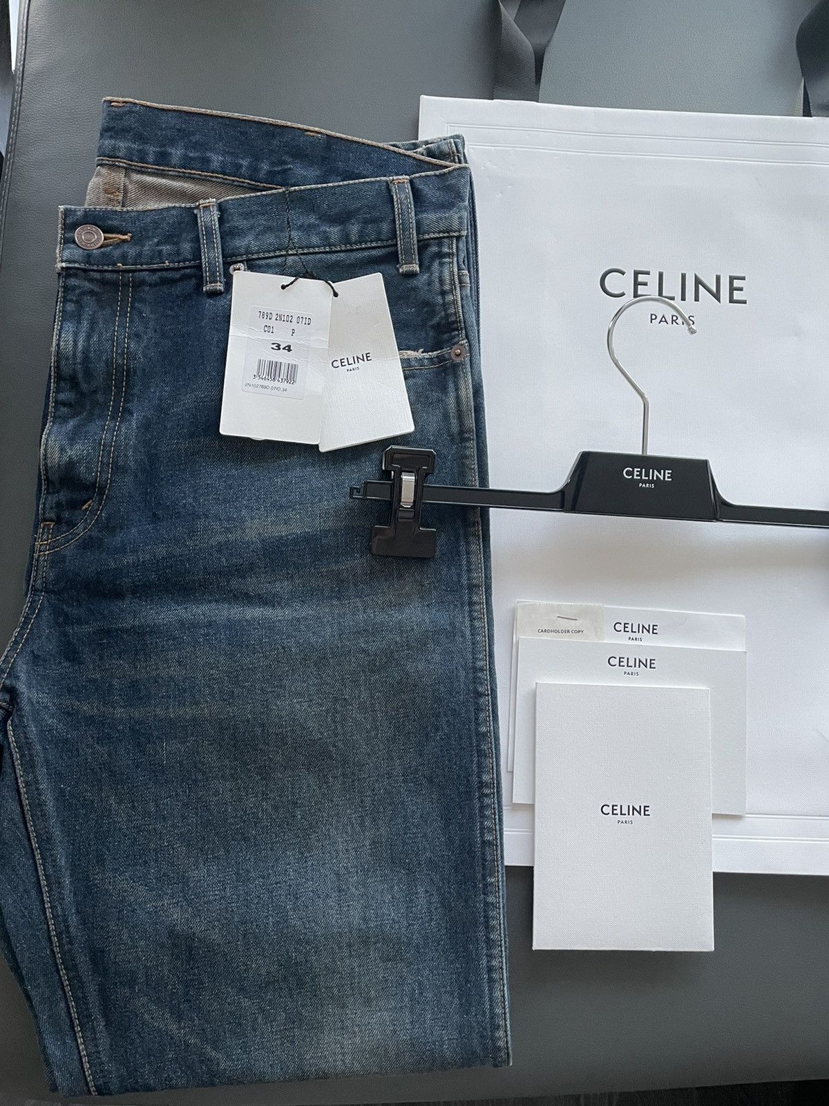 image of Celine x Hedi Slimane Sold Out Runway Slim Mid Waist M_Sl_002 Denim, Men's (Size 34)