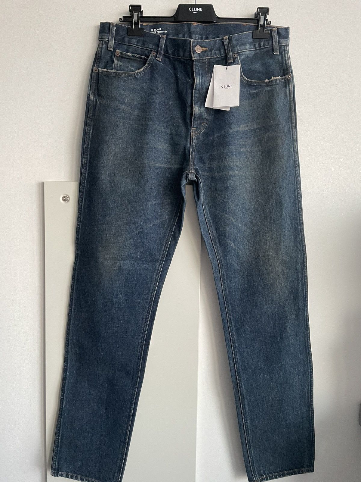 Image of Celine x Hedi Slimane Sold Out Runway Slim Mid Waist M_Sl_002 Denim, Men's (Size 34)