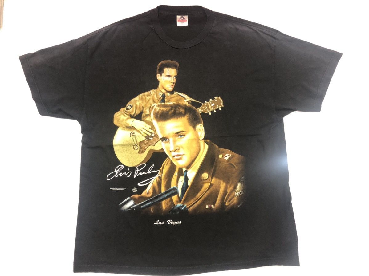 image of Hollywod x Movie 90's Elvis Presley Tee Las Vegas in Black, Men's (Size 2XL)