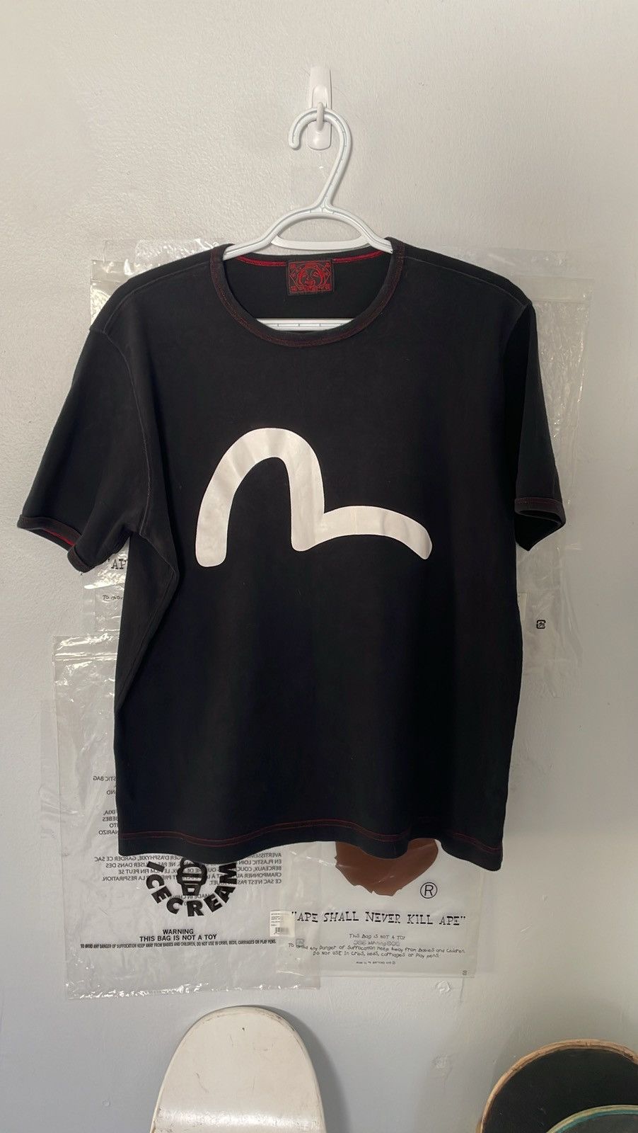 image of Evisu x Vintage Gull T in Black, Men's (Size Large)