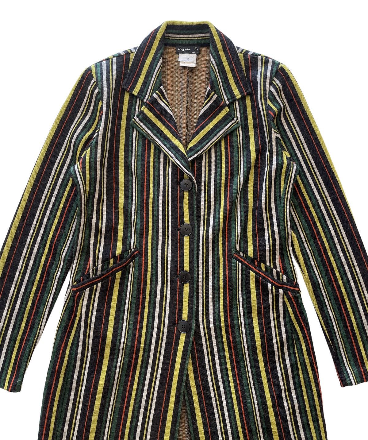 agnes b. Agnes B. Luxury Multicolor Stripe Overcoat Size M / US 6-8 / IT 42-44 - 4 Thumbnail