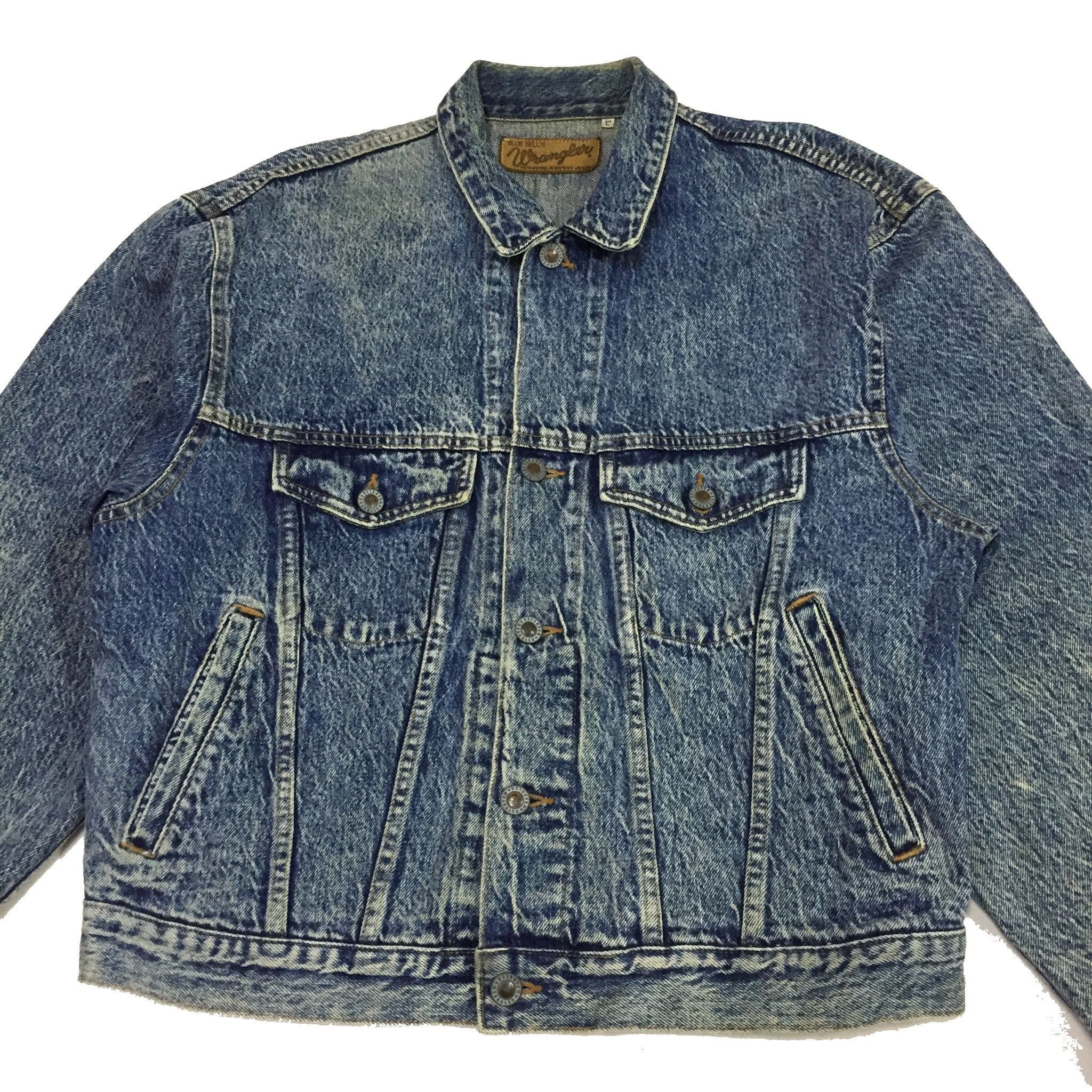 Vintage VINTAGE 90s WRANGLER BLUE BELL ACID WASH TRUCKER JACKET Size US L / EU 52-54 / 3 - 3 Thumbnail