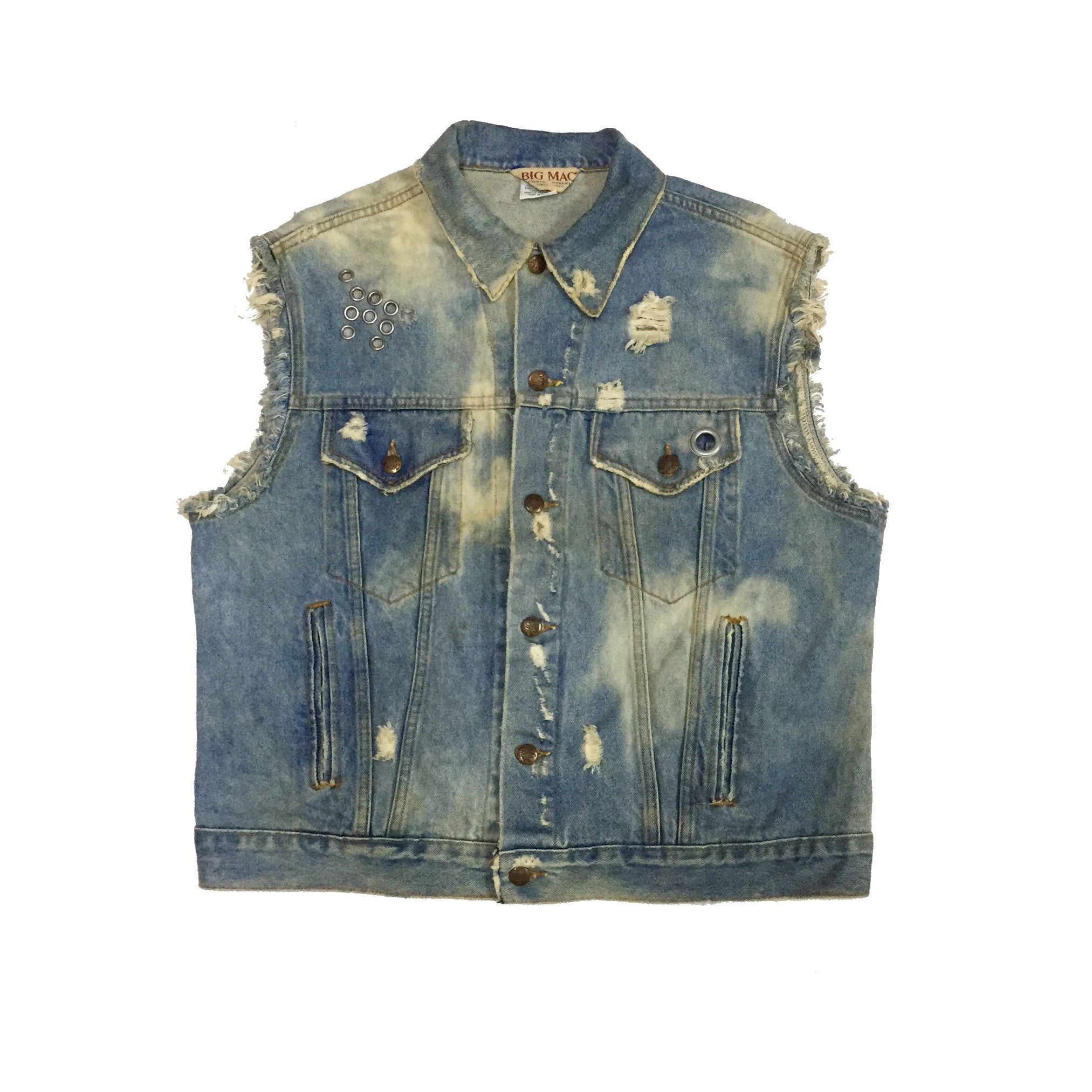 Big Mac VINTAGE 80s BIG MAC ROCKABILLY DISTRESSED VEST DENIM JACKET Size US L / EU 52-54 / 3 - 1 Thumbnail