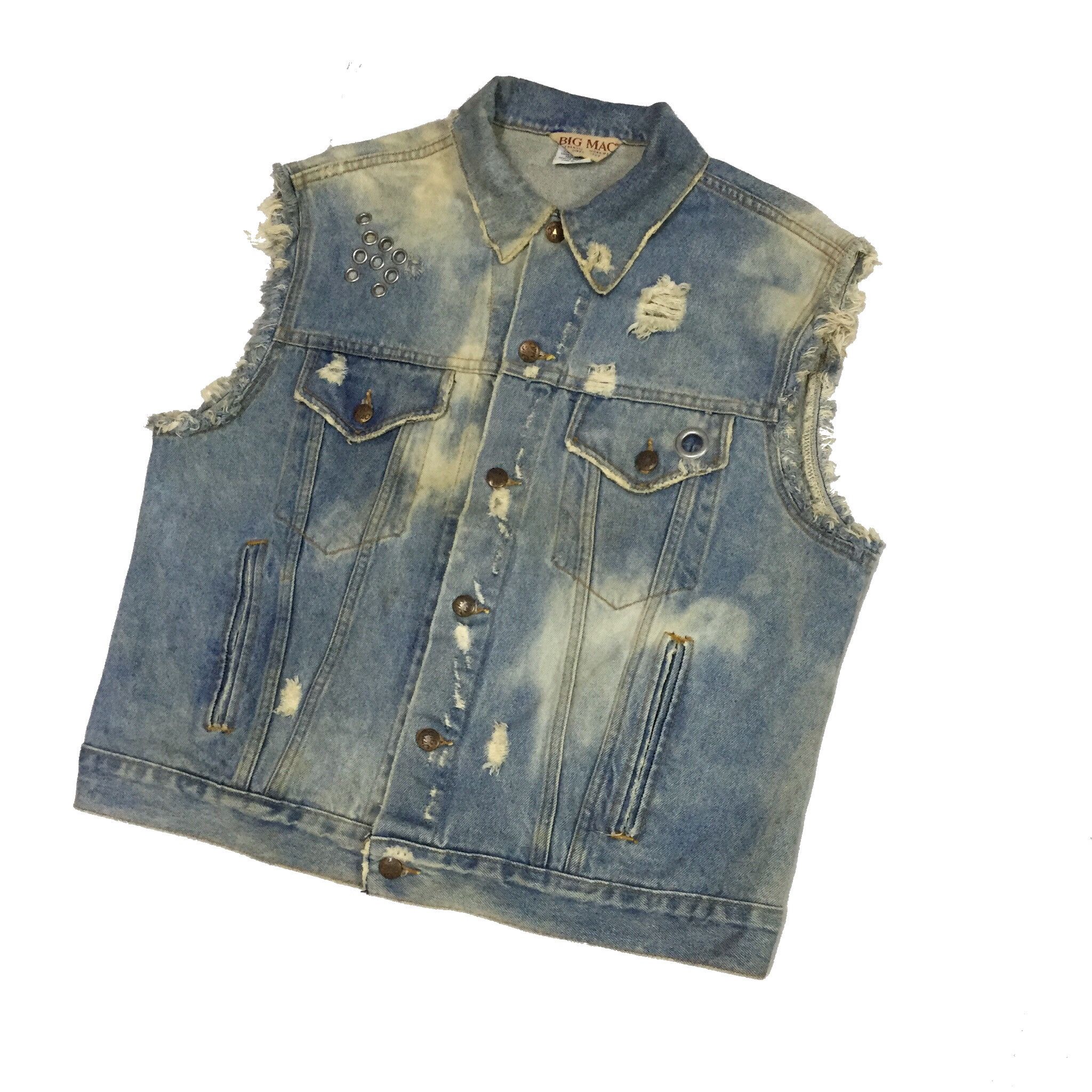 Big Mac VINTAGE 80s BIG MAC ROCKABILLY DISTRESSED VEST DENIM JACKET Size US L / EU 52-54 / 3 - 2 Thumbnail