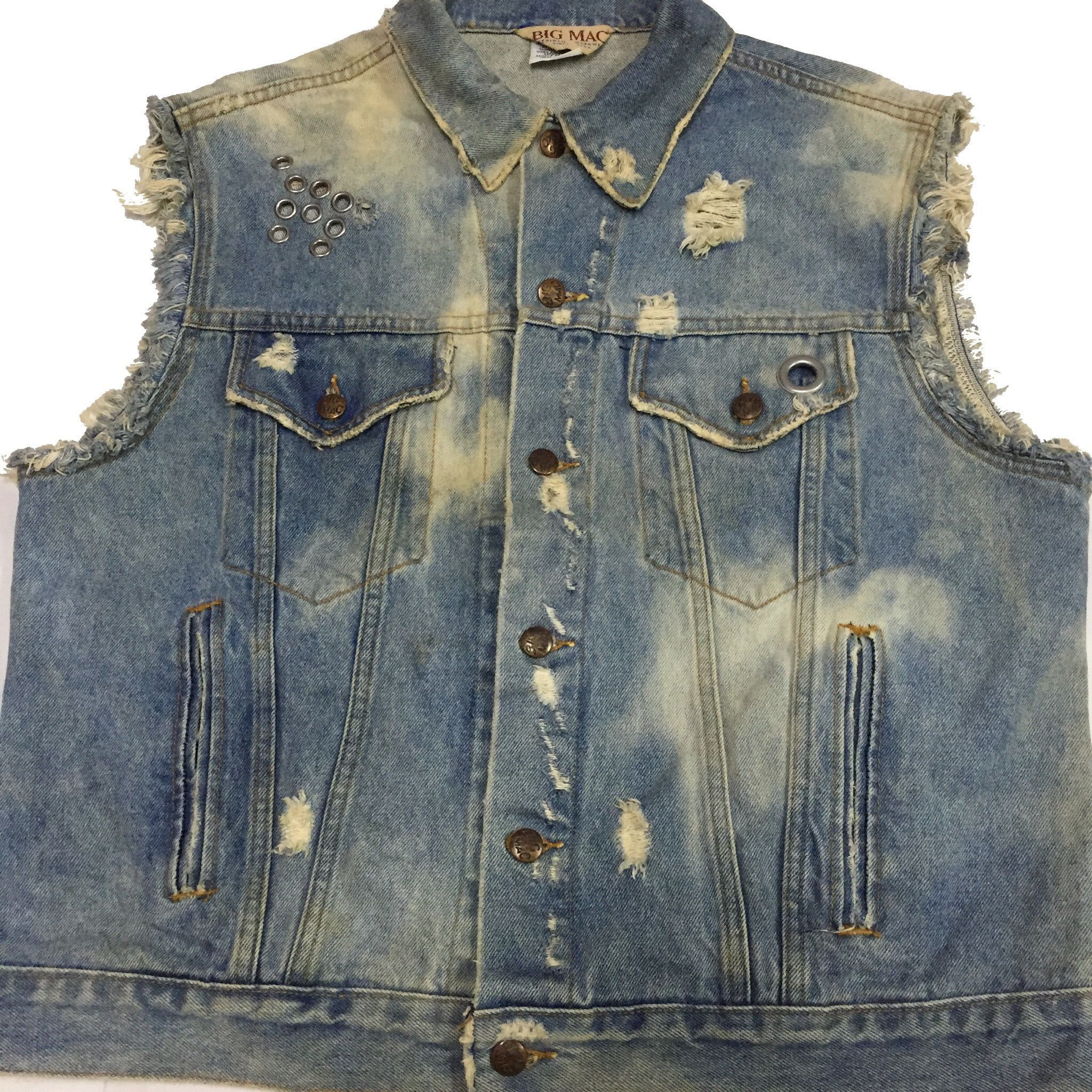 Big Mac VINTAGE 80s BIG MAC ROCKABILLY DISTRESSED VEST DENIM JACKET Size US L / EU 52-54 / 3 - 4 Thumbnail