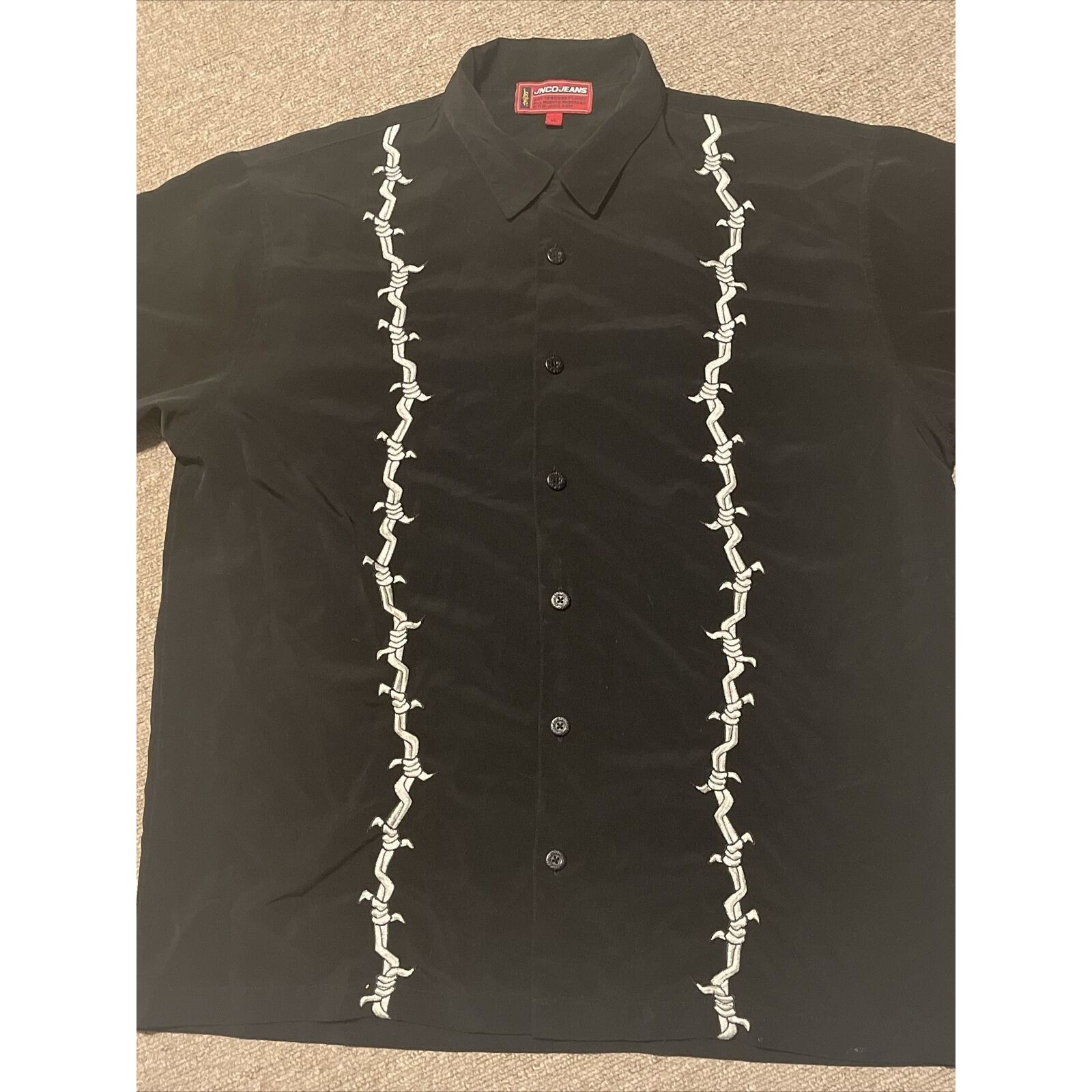 JNCO Vintage 90s XL JNCO Jeans Barbed Wire Button Down Shirt Size US XL / EU 56 / 4 - 3 Thumbnail