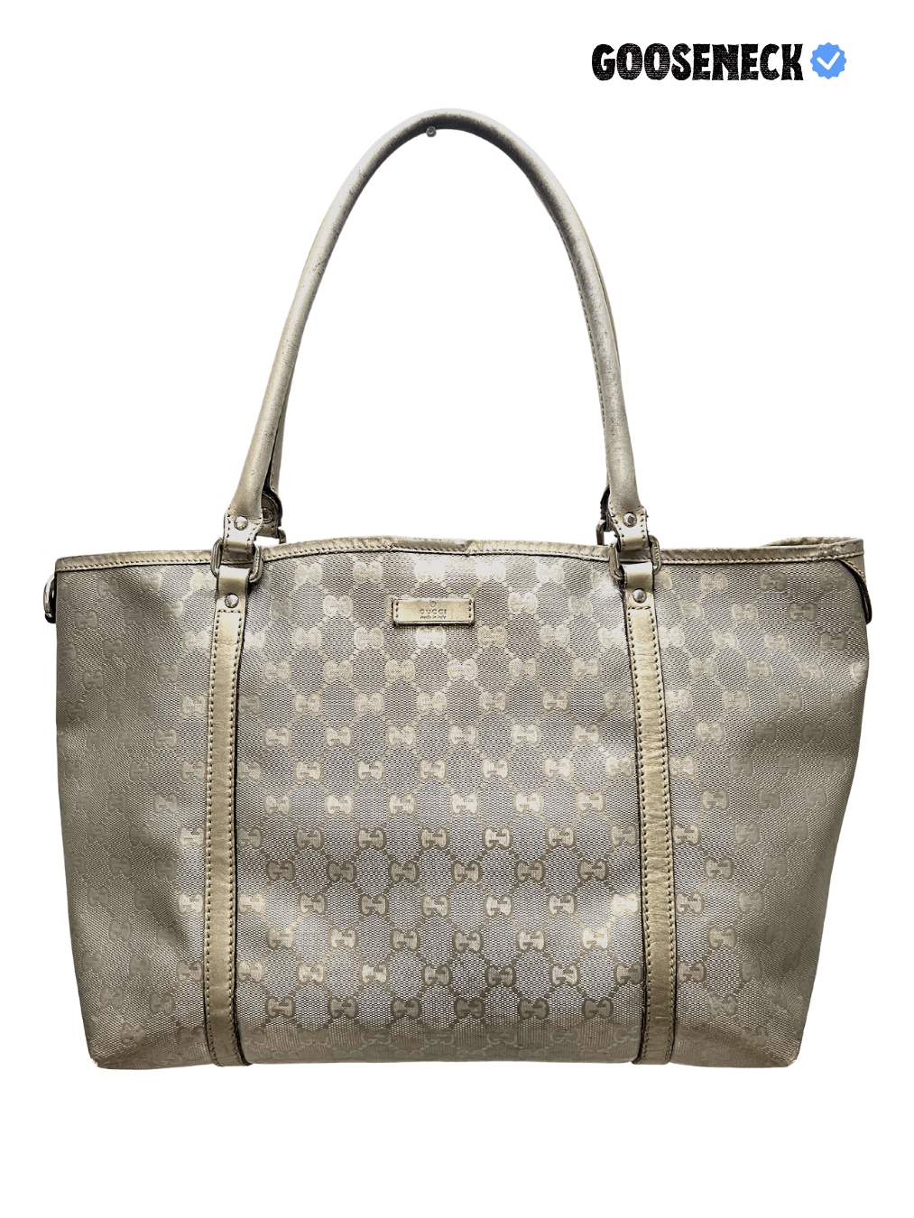 image of Gucci Crystal Monogram Tote Bag in Metalic Silver, Men's