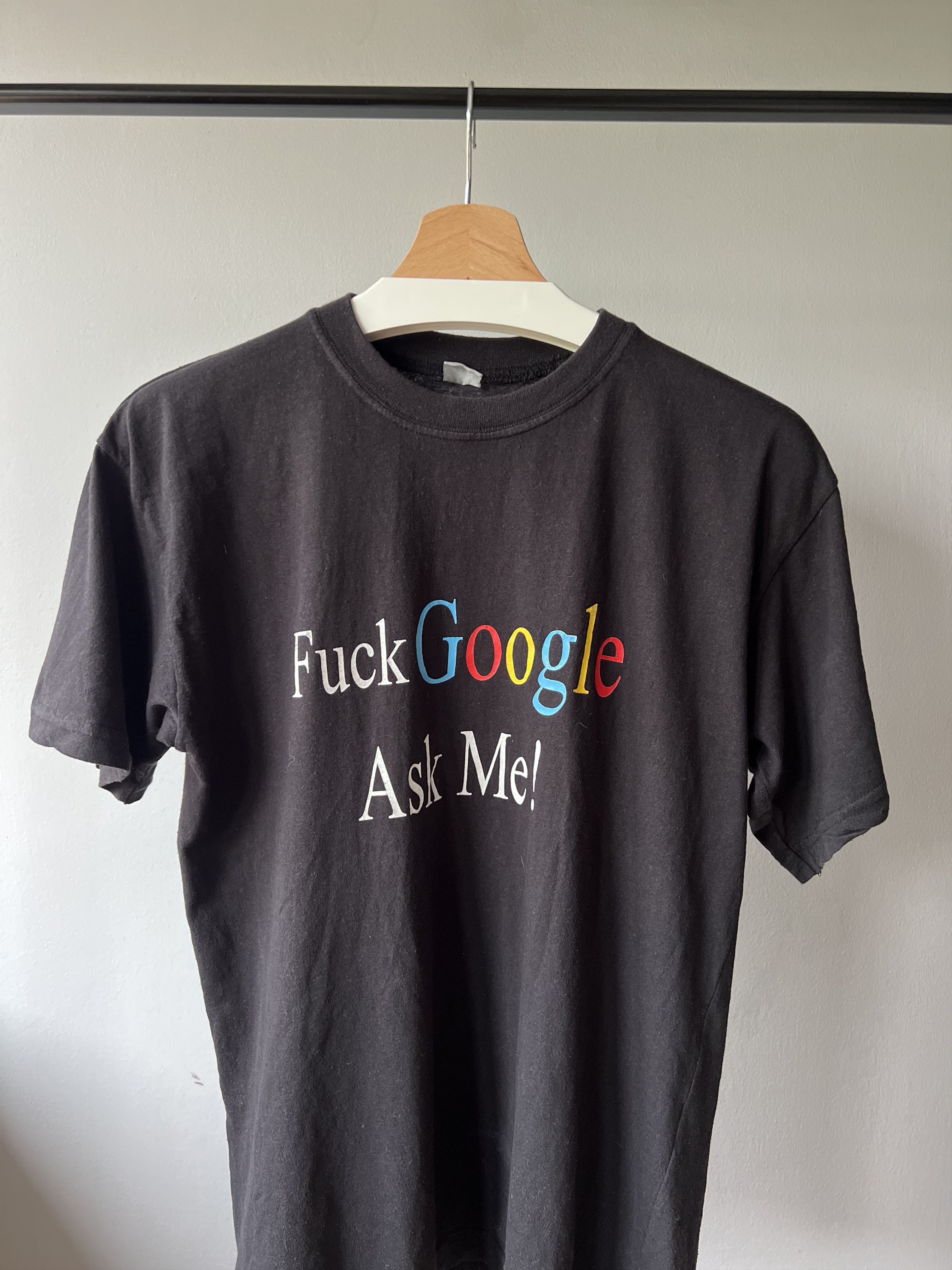 Other Vintage Y2K "Fuck Google Ask Me" Humor Black T-Shirt Size US M / EU 48-50 / 2 - 3 Thumbnail