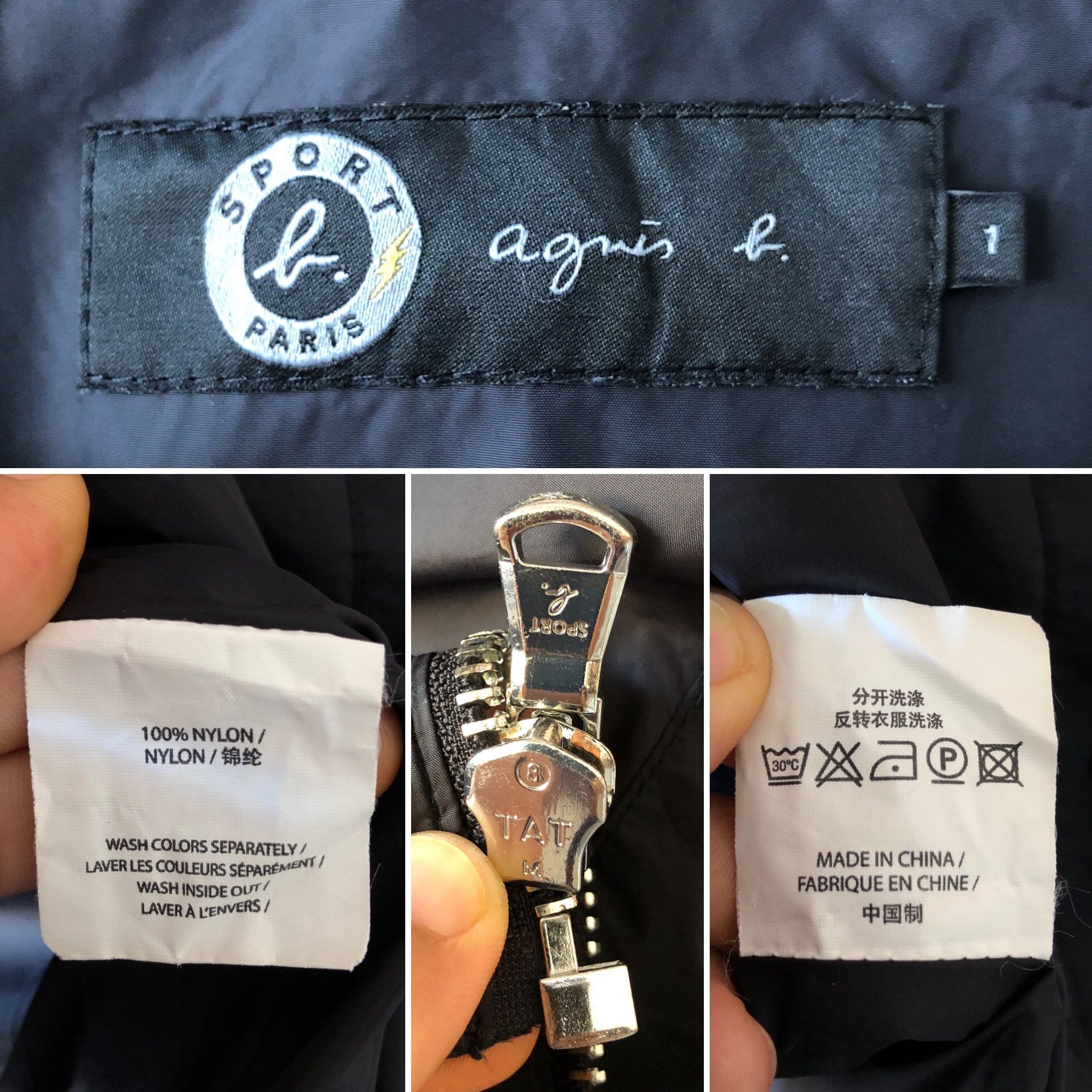 agnes b. Agnes B Sport Black Nylon Zipper Jacket 1 Fit S Size US S / EU 44-46 / 1 - 2 Thumbnail