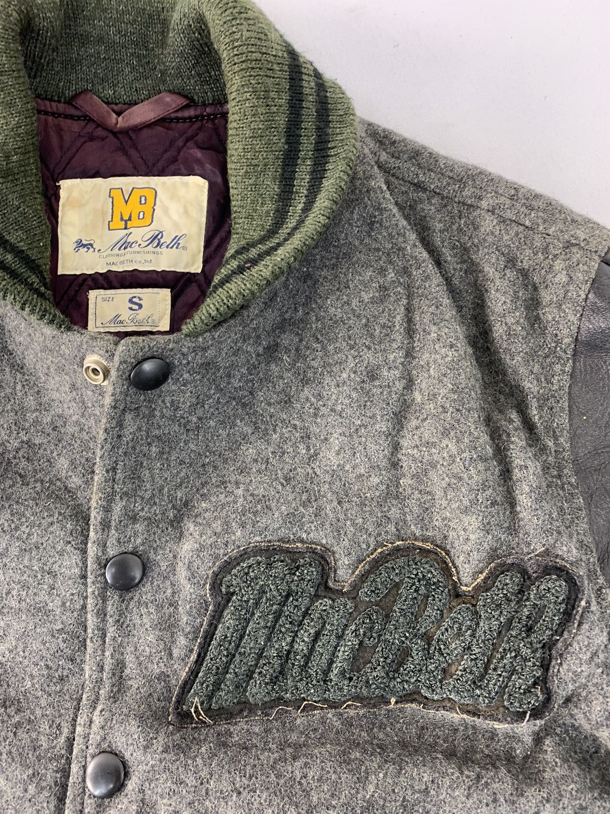 Macbeth Rare 90s Macbeth MB Varsity Jacket Spell Out Leather Sleeve Size US S / EU 44-46 / 1 - 3 Thumbnail