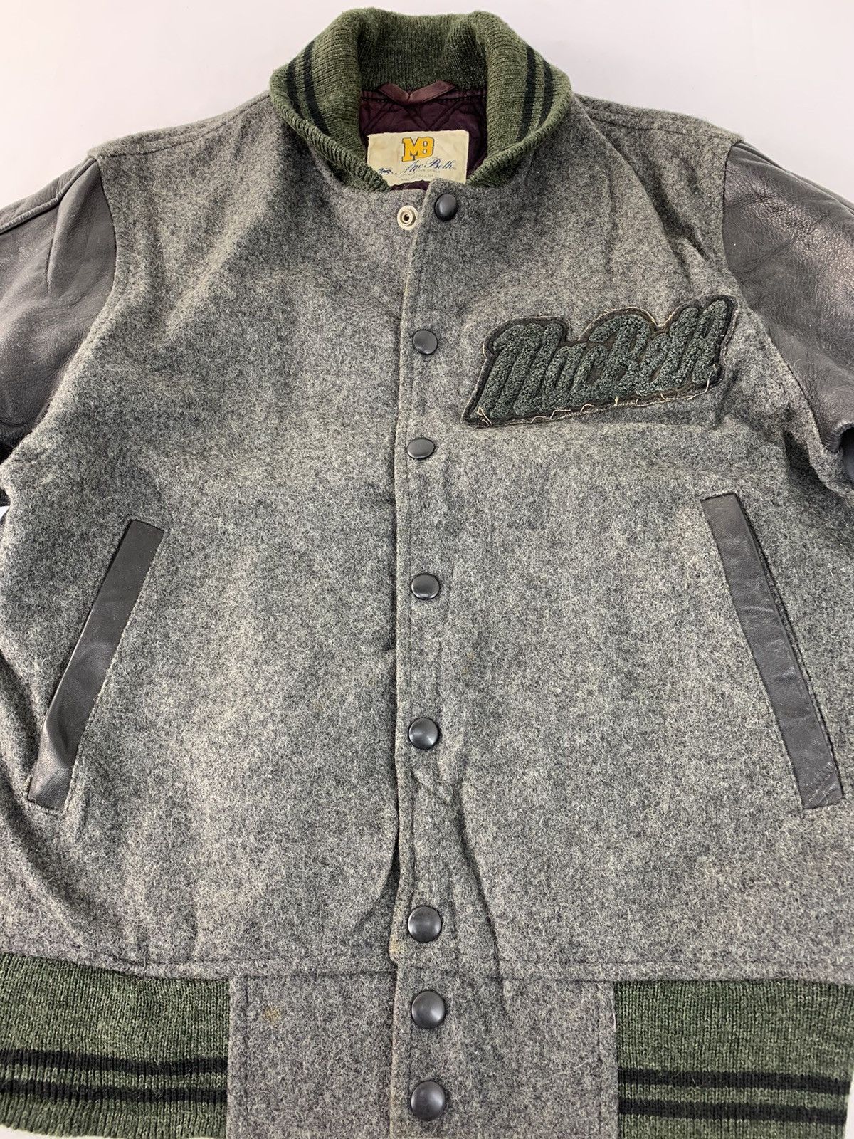 Macbeth Rare 90s Macbeth MB Varsity Jacket Spell Out Leather Sleeve Size US S / EU 44-46 / 1 - 4 Thumbnail