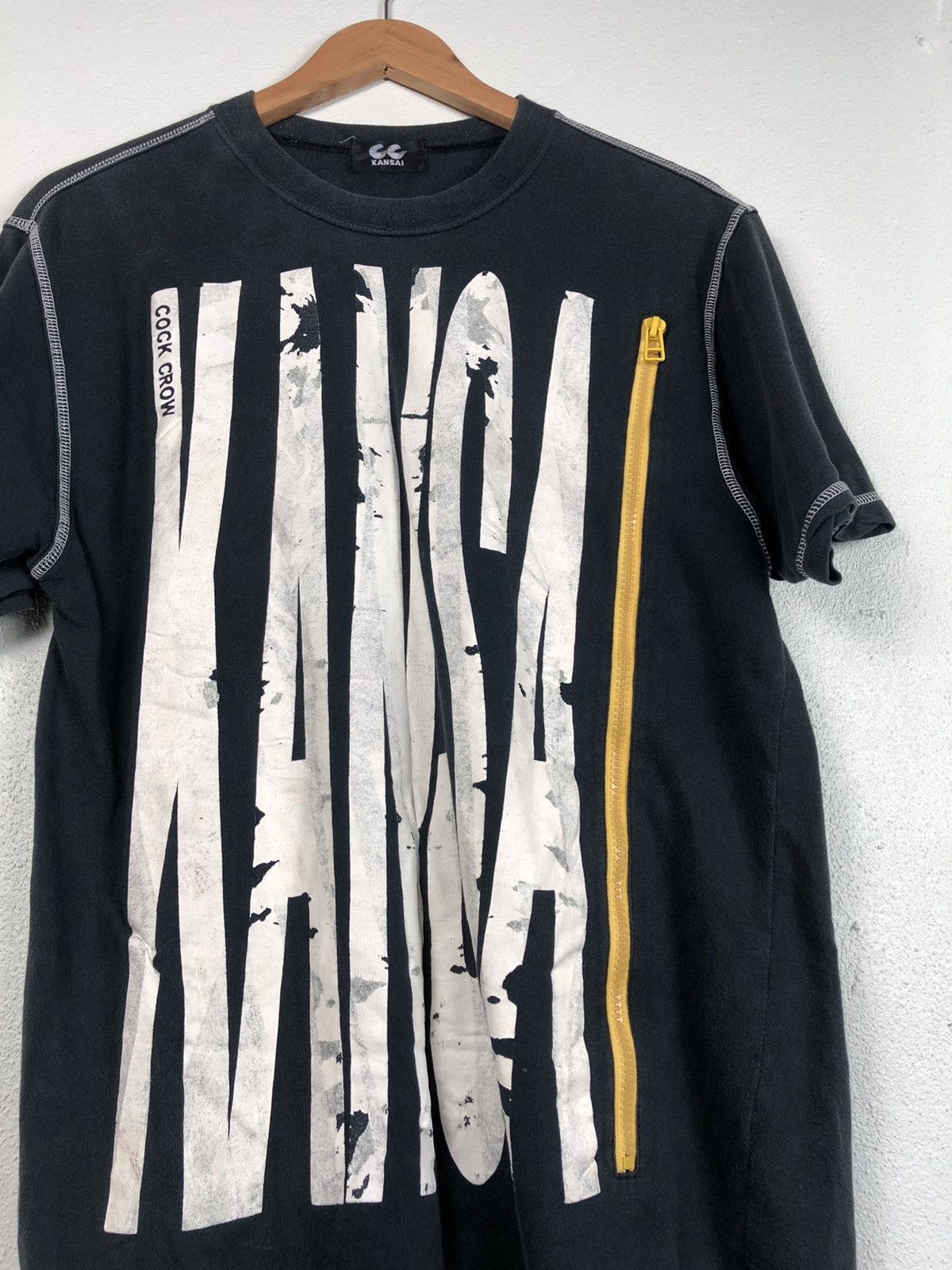 Vtg CC Kansai Bold Cock Crow Zipper Tshirt