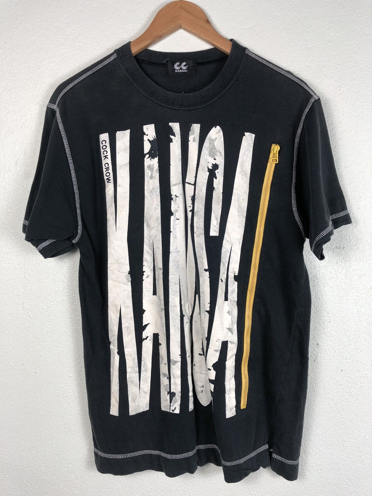 Japanese Brand × Kansai Yamamoto × Vintage Vtg CC Kansai Bold Cock Crow Zipper Tshirt Size US M / EU 48-50 / 2 - 2 Thumbnail