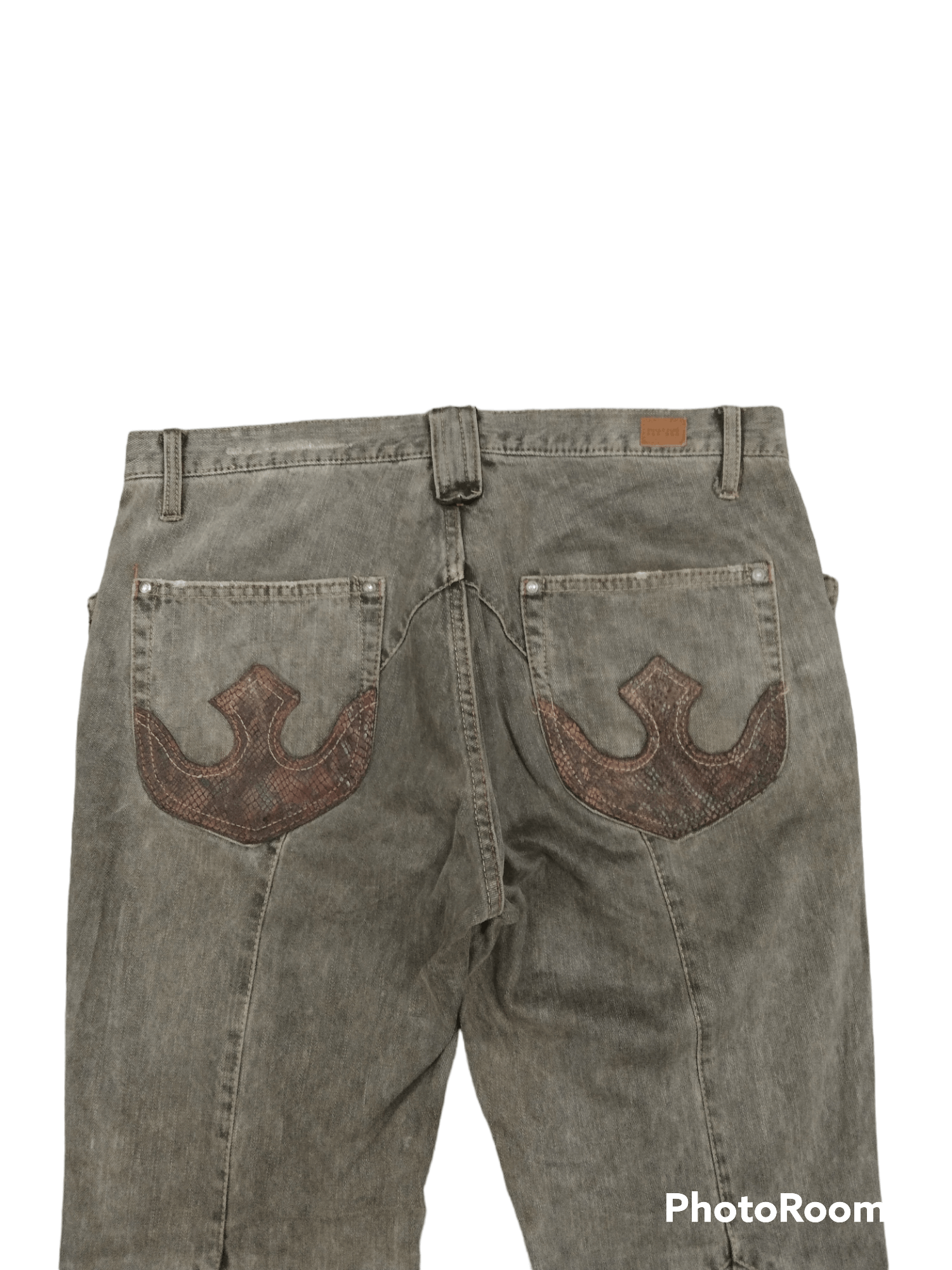 Nicole Club FLARE🔥DISTRESSED NICOLE RECONSTRUCTED DENIM PANTS Size US 33 - 5 Thumbnail