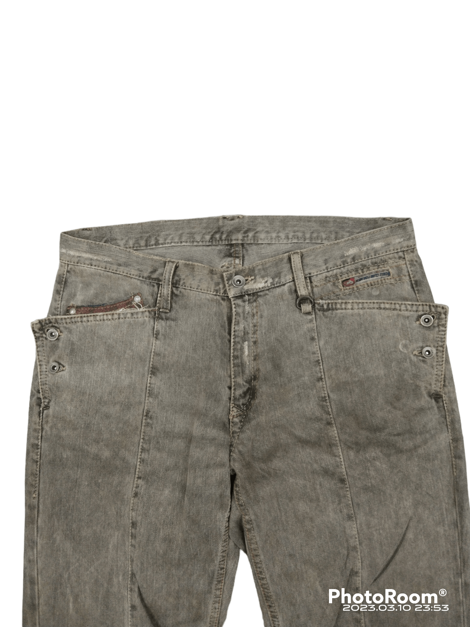 Nicole Club FLARE🔥DISTRESSED NICOLE RECONSTRUCTED DENIM PANTS Size US 33 - 4 Thumbnail