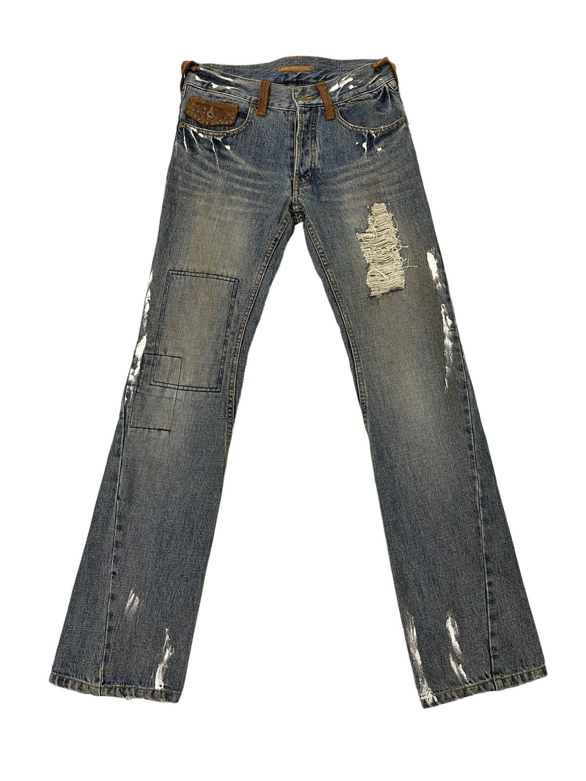 Japanese Brand Flare Jeans Pensitive Japan Distress Denim Boot Cut 1🟦3 Size US 30 / EU 46 - 2 Thumbnail