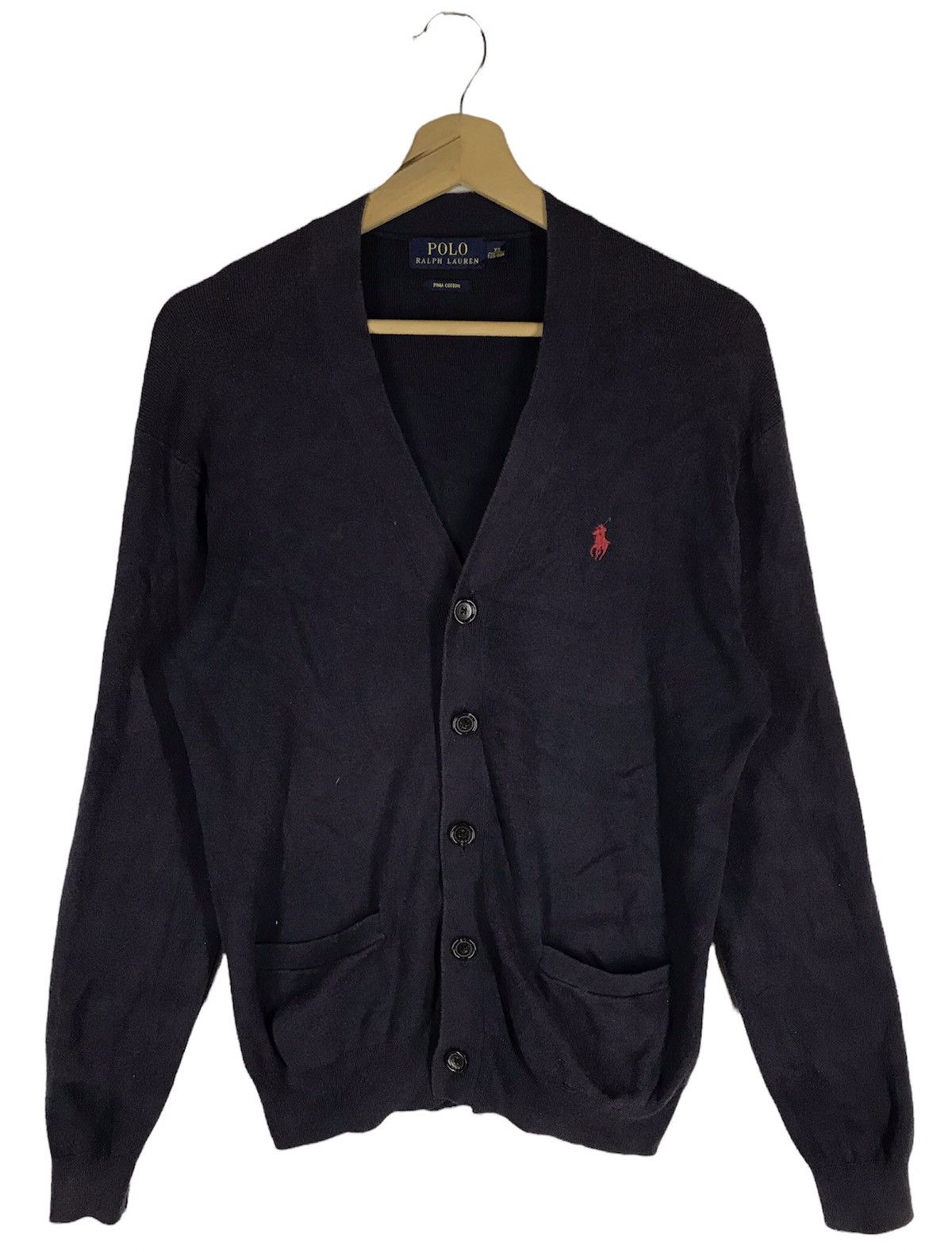 Ralph Lauren POLO GOLF cardigan, men's size L unclear gray type Vintage Second Hand