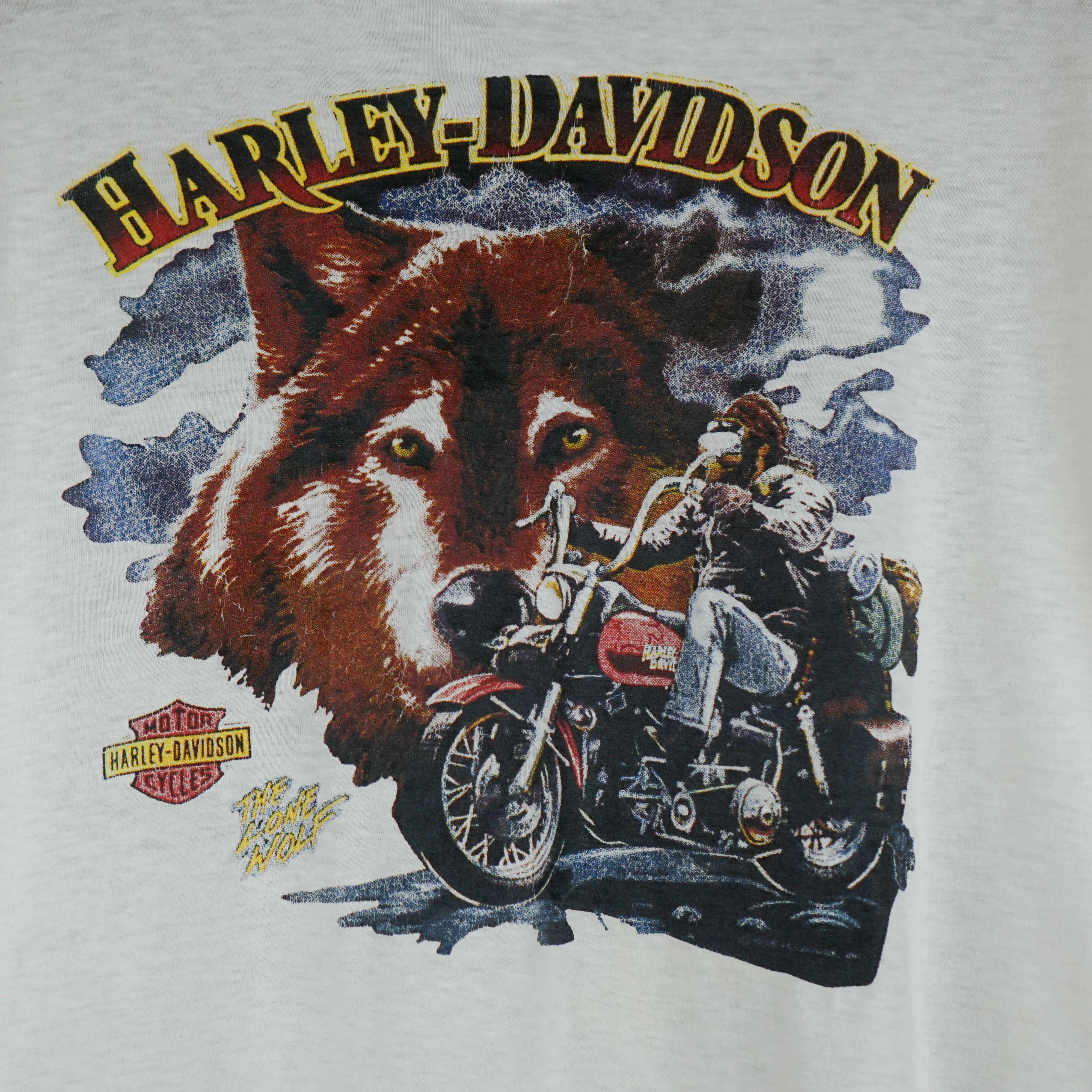 Harley Davidson × Vintage 1980s The Lone Wolf Single Stitch t-shirt Size US L / EU 52-54 / 3 - 2 Thumbnail