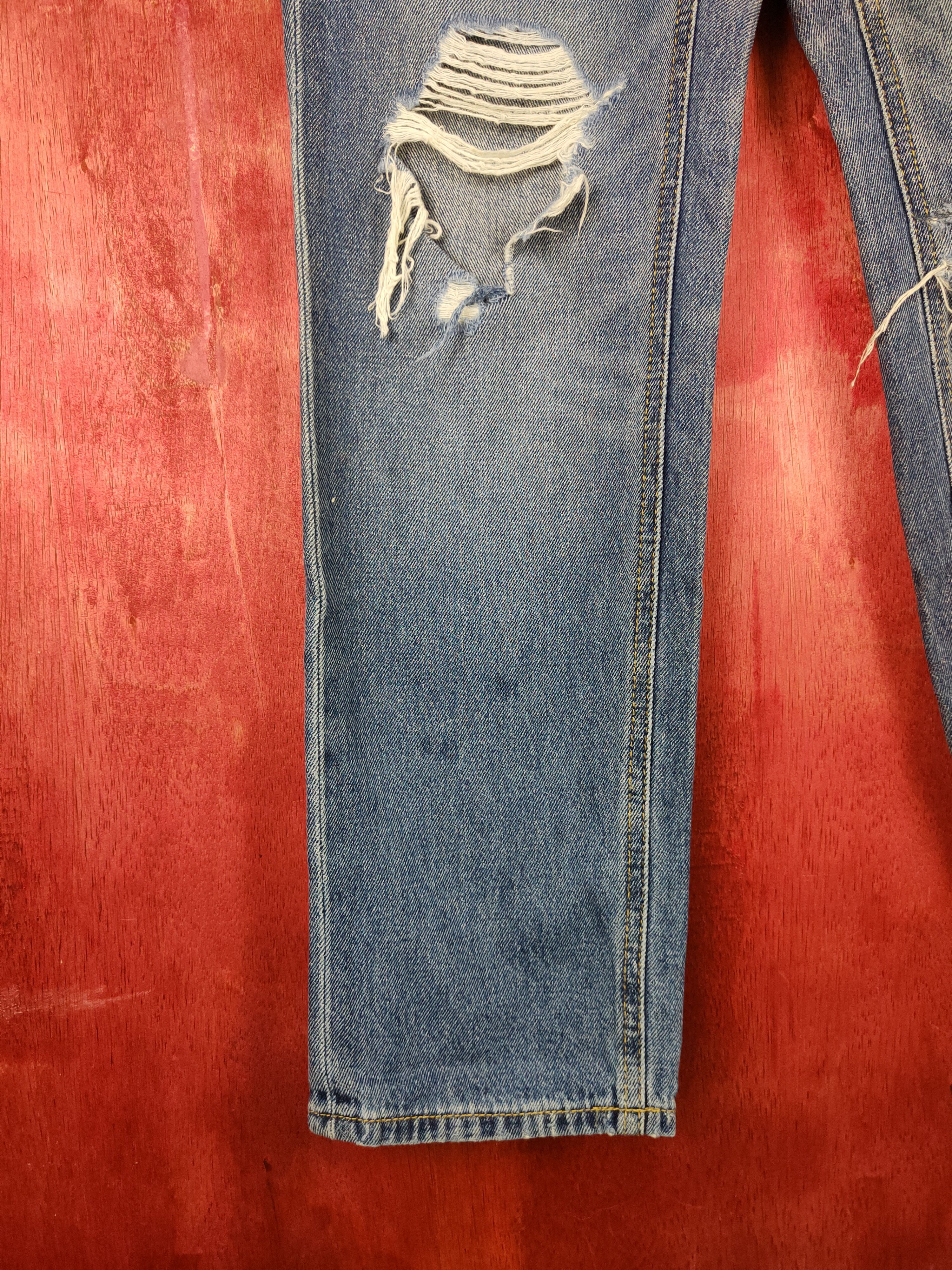 GU GU Blue Distressed jeans Denim Pants#272B Size 29" - 4 Thumbnail