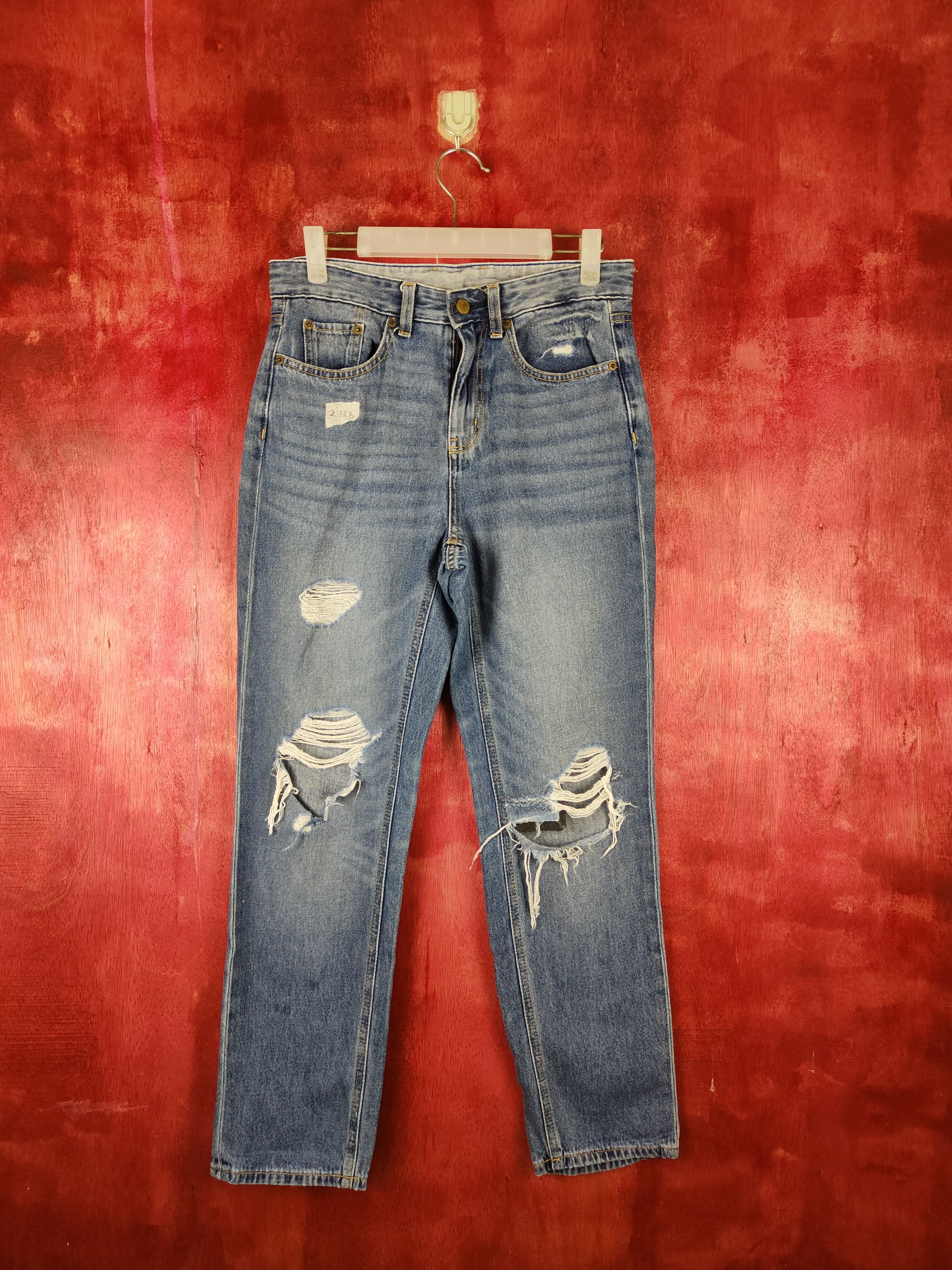 GU GU Blue Distressed jeans Denim Pants#272B Size 29" - 1 Thumbnail
