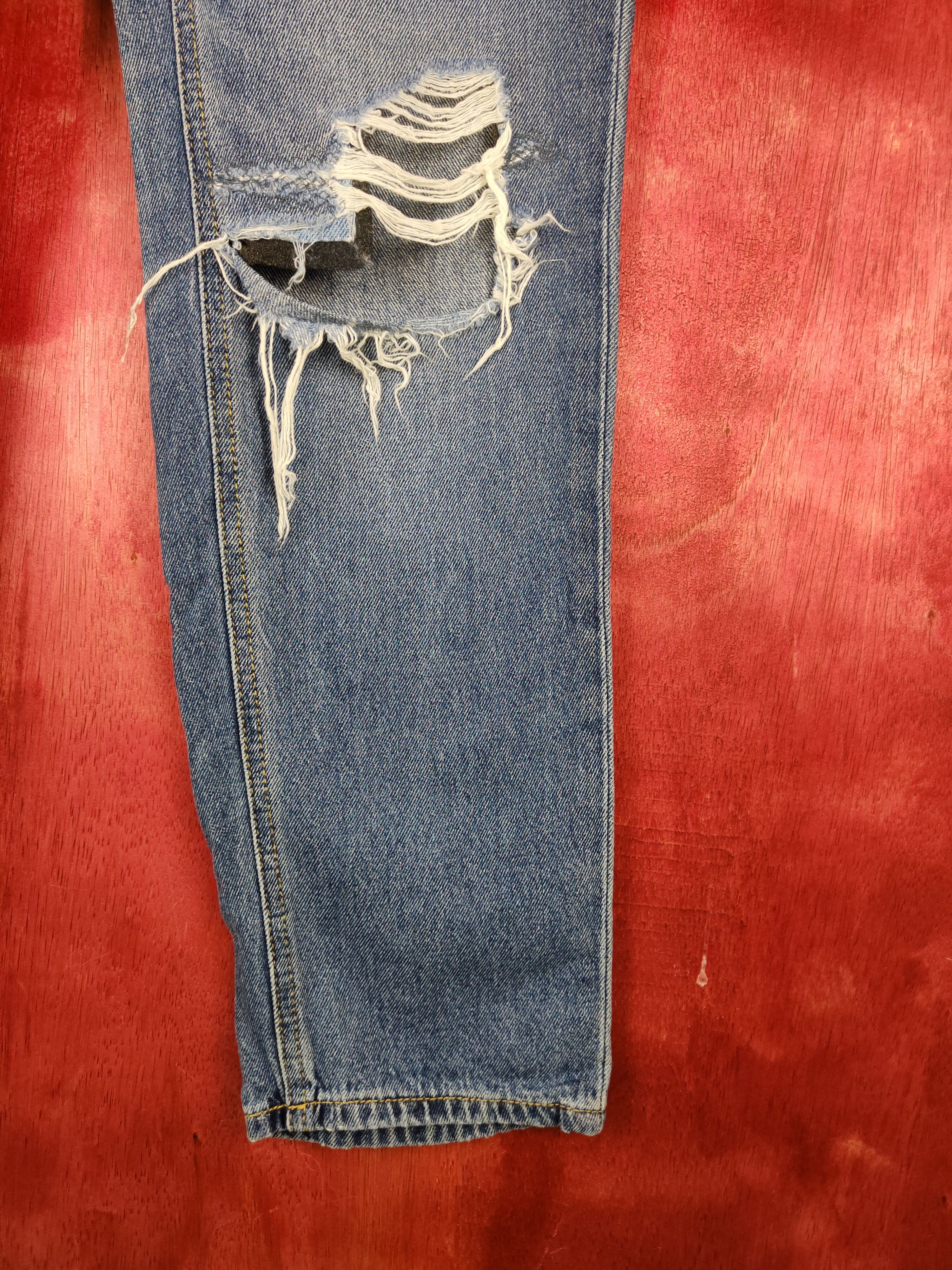 GU GU Blue Distressed jeans Denim Pants#272B Size 29" - 6 Thumbnail