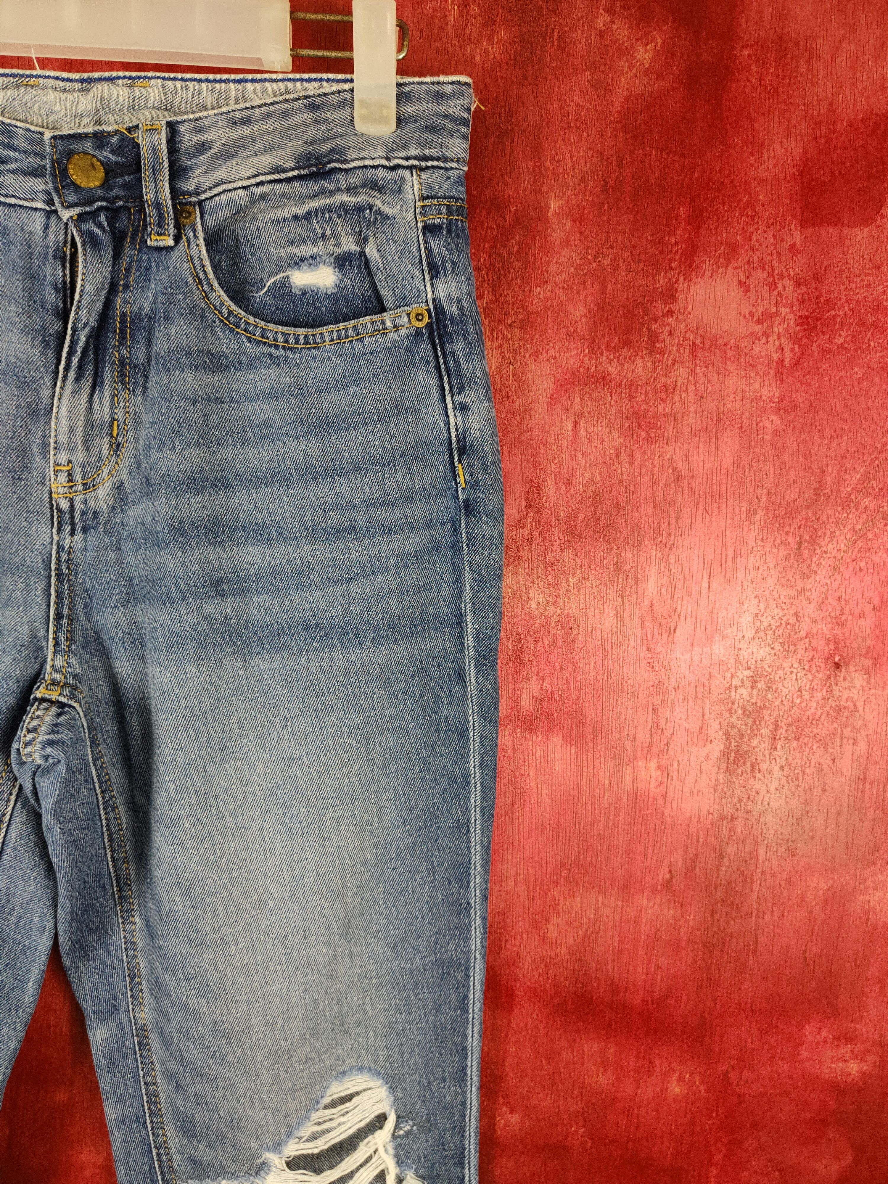 GU GU Blue Distressed jeans Denim Pants#272B Size 29" - 5 Thumbnail