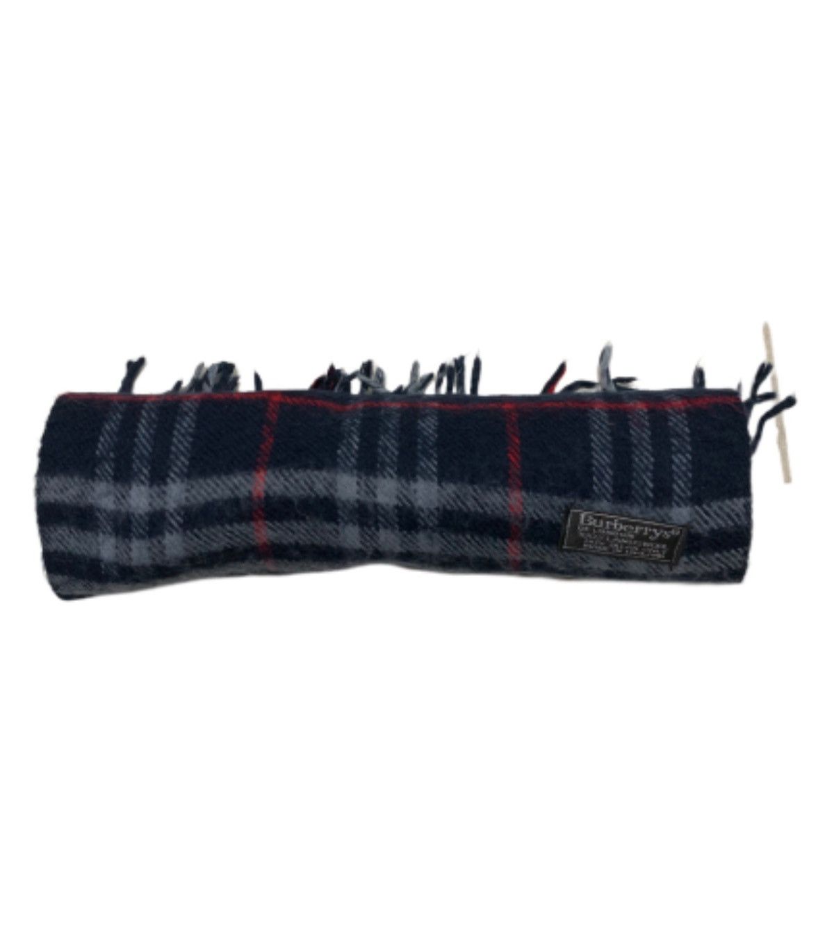 Burberry Burberrys Blue Checked 100% Lamswool Muffler Scarf Size ONE SIZE - 3 Thumbnail