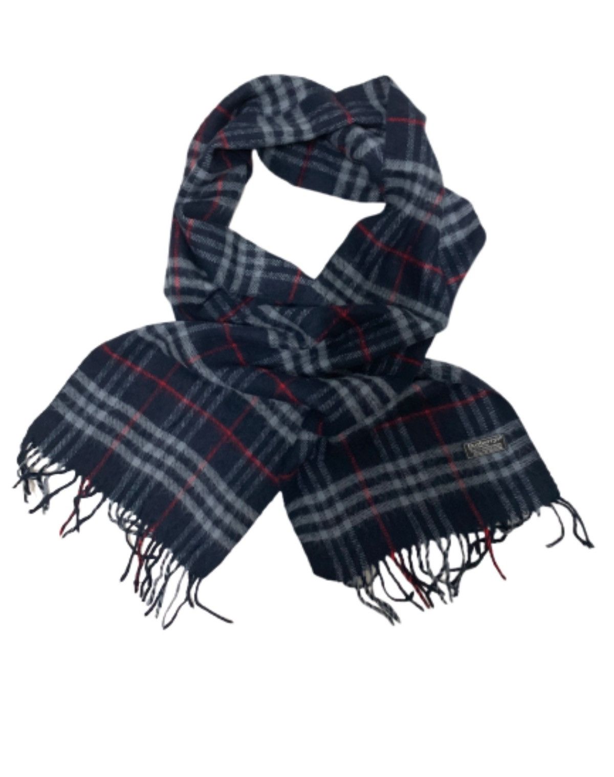 Burberry Burberrys Blue Checked 100% Lamswool Muffler Scarf Size ONE SIZE - 1 Thumbnail