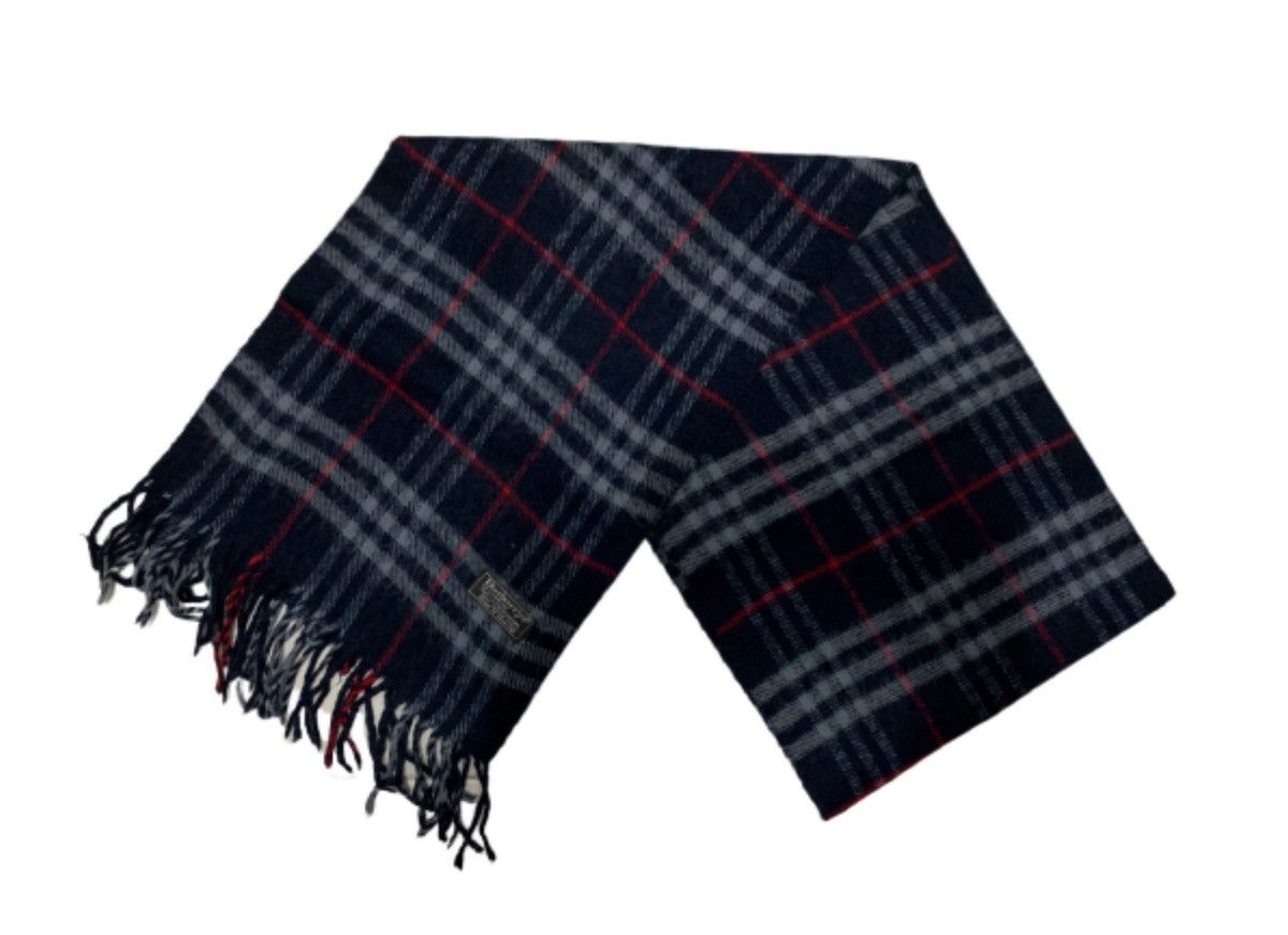 Burberry Burberrys Blue Checked 100% Lamswool Muffler Scarf Size ONE SIZE - 2 Thumbnail