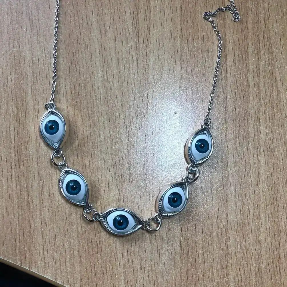 Jewelry Eye Ball Chain Silver Necklace Size ONE SIZE - 2 Thumbnail