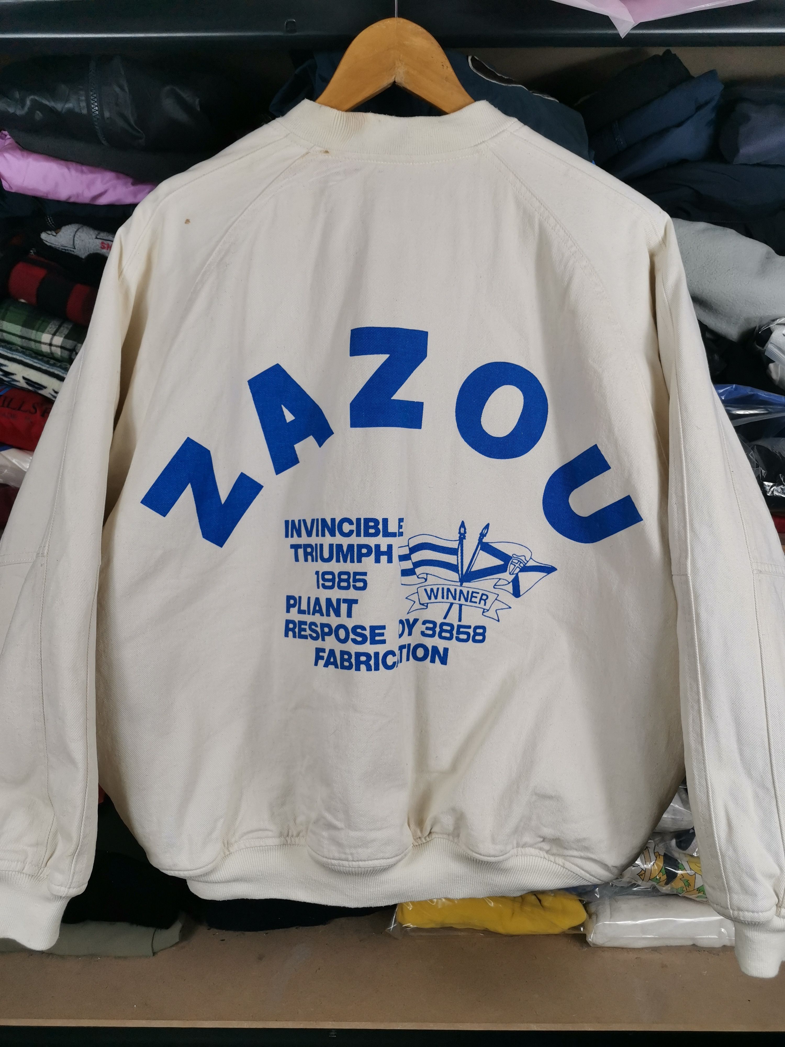 Japanese Brand Vintage 80s Varsity Jacket By Zazou Triump Size US XL / EU 56 / 4 - 1 Thumbnail
