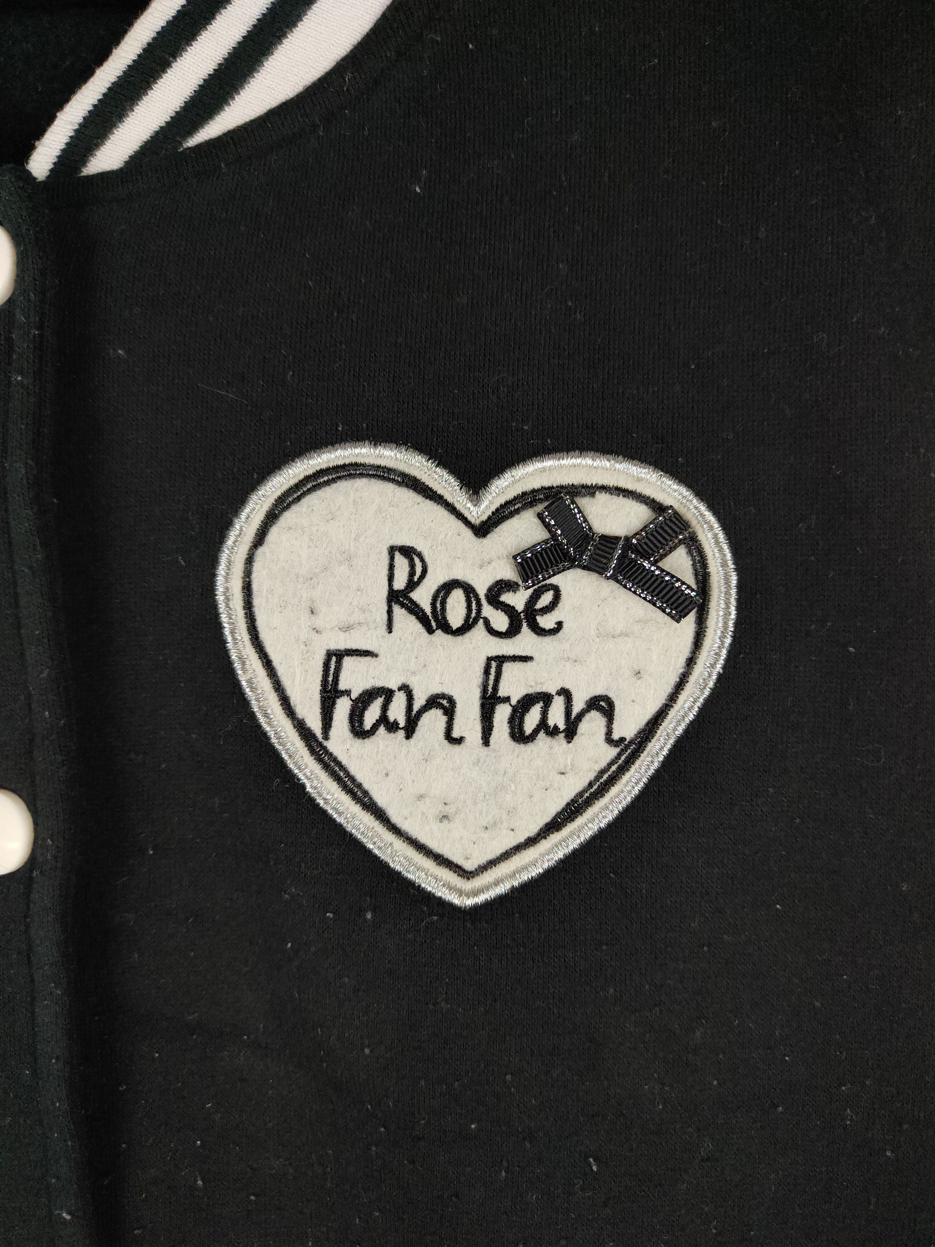 Japanese Brand Rose Fan Fan Black White Varsity Jacket #281B Size M / US 6-8 / IT 42-44 - 3 Thumbnail