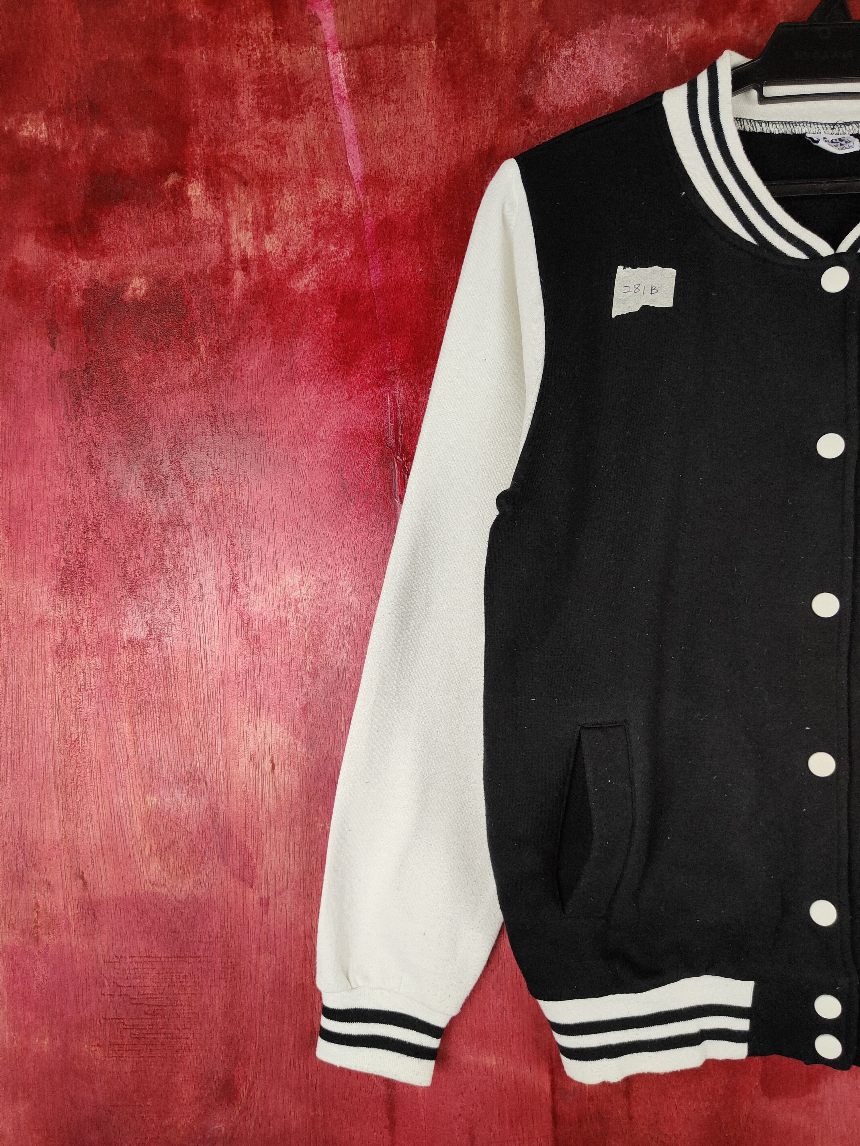 Japanese Brand Rose Fan Fan Black White Varsity Jacket #281B Size M / US 6-8 / IT 42-44 - 4 Thumbnail