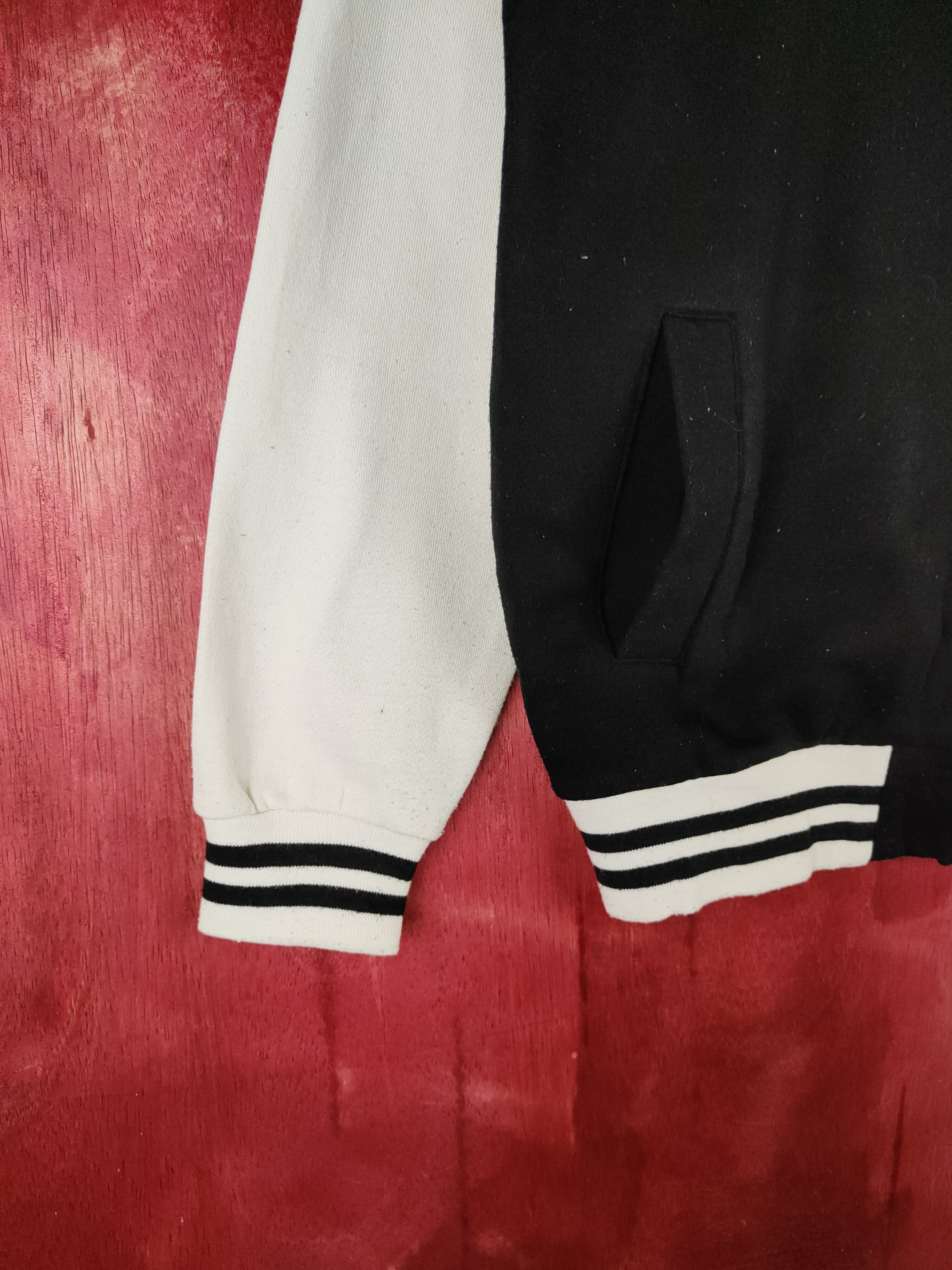 Japanese Brand Rose Fan Fan Black White Varsity Jacket #281B Size M / US 6-8 / IT 42-44 - 5 Thumbnail