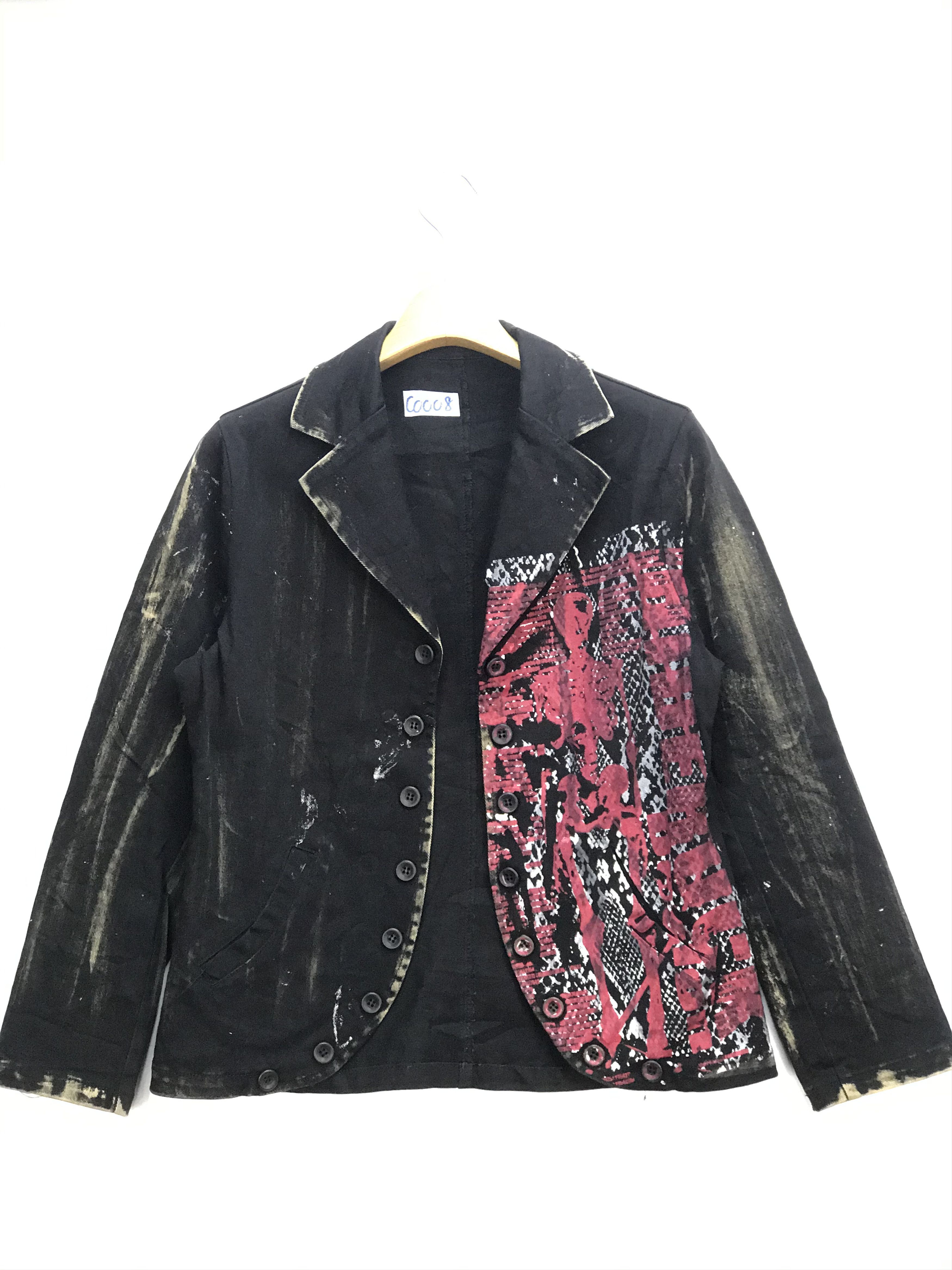 Japanese Brand VINTAGE THRASED HIDERROCK BLEACHED SPLASHED PUNK Size US S / EU 44-46 / 1 - 1 Thumbnail