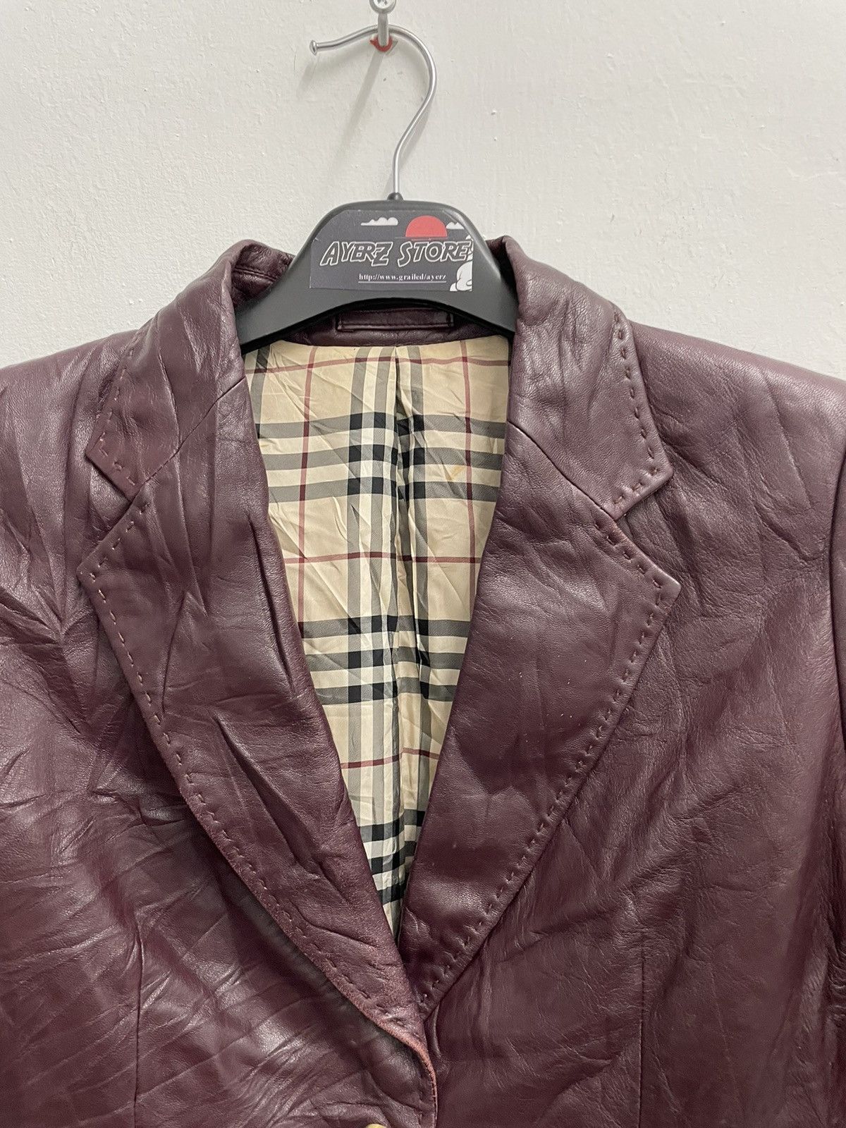 Burberry Burberry London Nova Check Lined Leather Jacket Size US XXS / EU 40 - 2 Thumbnail