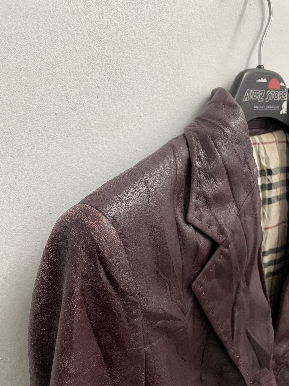 Burberry Burberry London Nova Check Lined Leather Jacket Size US XXS / EU 40 - 3 Thumbnail