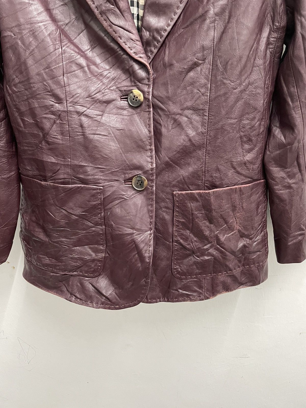Burberry Burberry London Nova Check Lined Leather Jacket Size US XXS / EU 40 - 6 Thumbnail