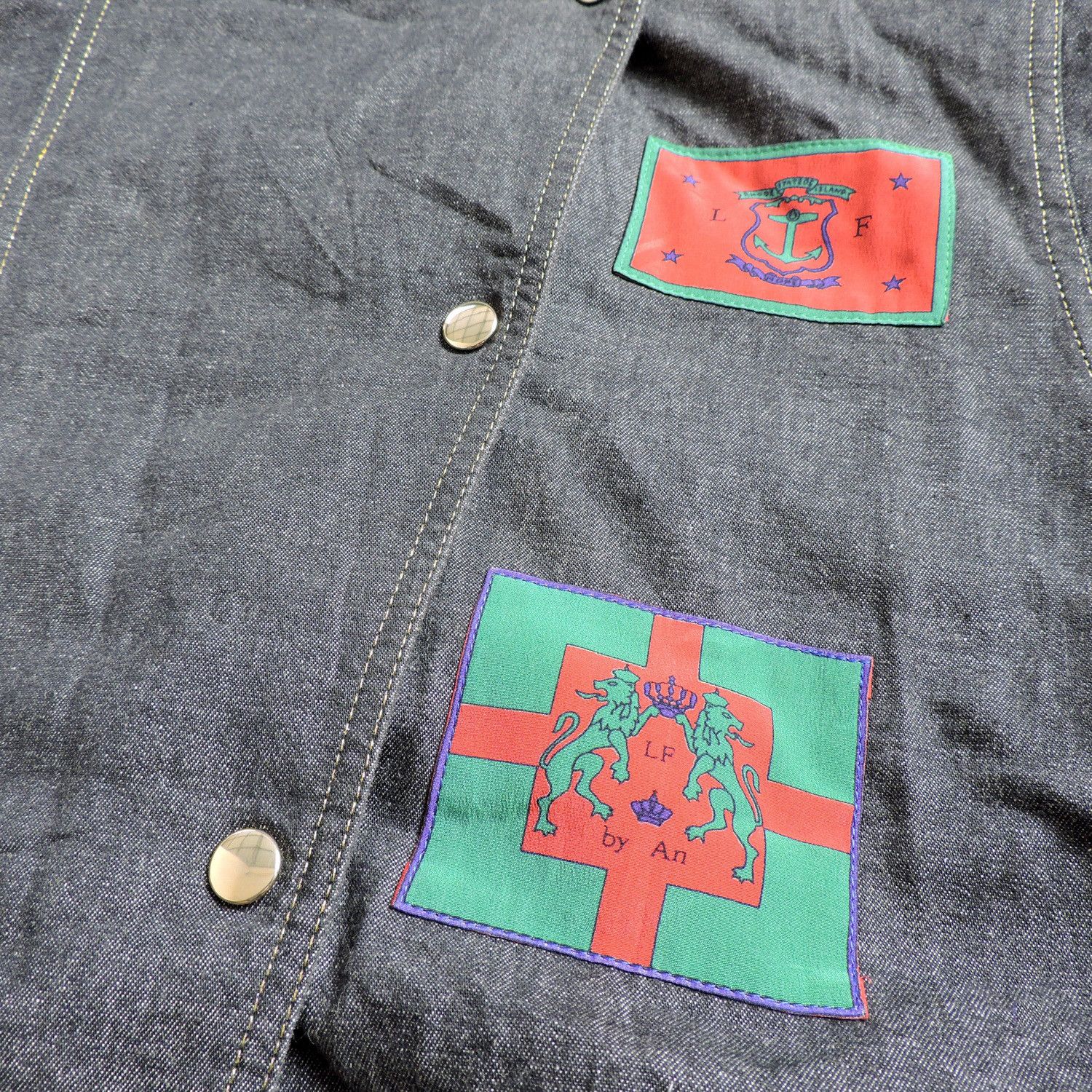 Louis Feraud LOUIS FÉRAUD FLAG PATCHWORK LIGHWEIGHT DENIM JACKET Size M / US 6-8 / IT 42-44 - 6 Thumbnail