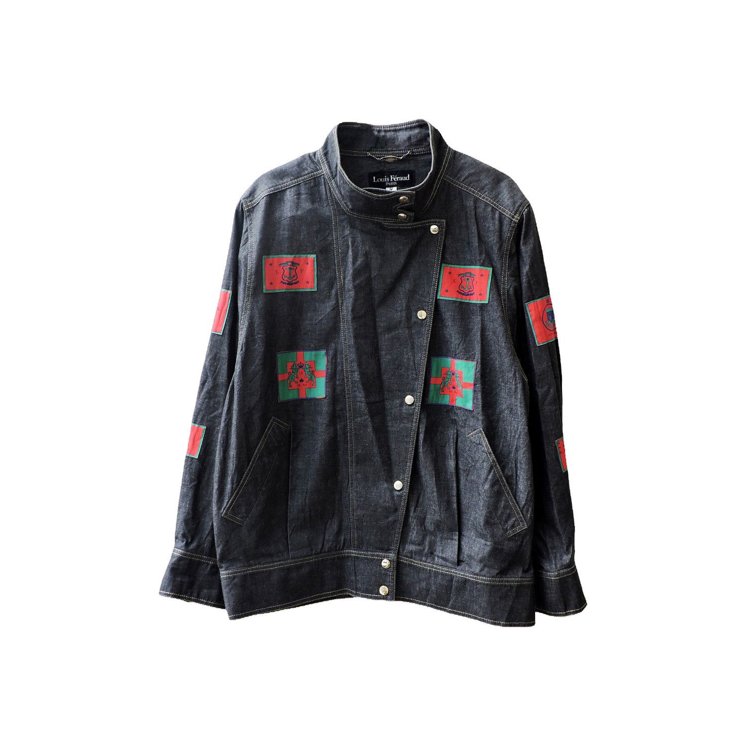 image of Louis Feraud Louis Féraud Flag Lighweight Denim Jacket in Blue, Women's (Size Medium)