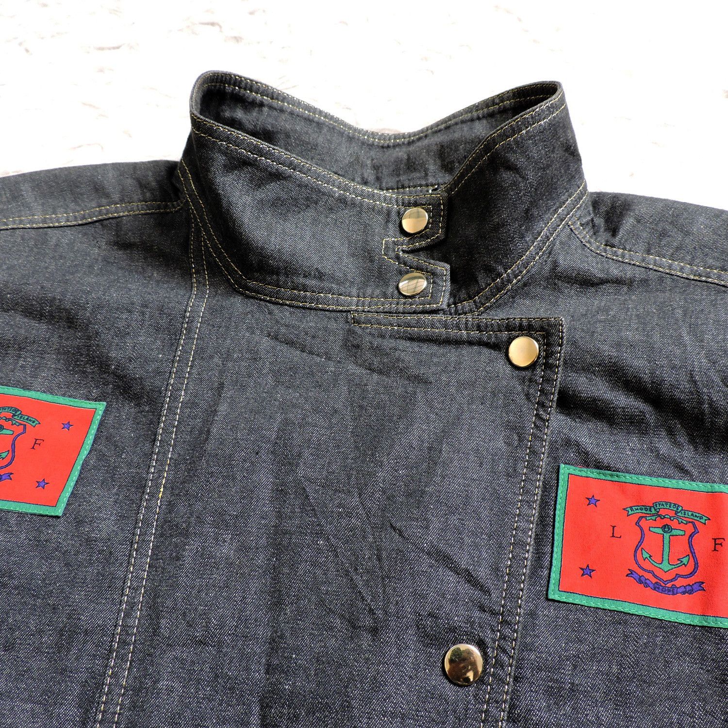 Louis Feraud LOUIS FÉRAUD FLAG PATCHWORK LIGHWEIGHT DENIM JACKET Size M / US 6-8 / IT 42-44 - 9 Thumbnail