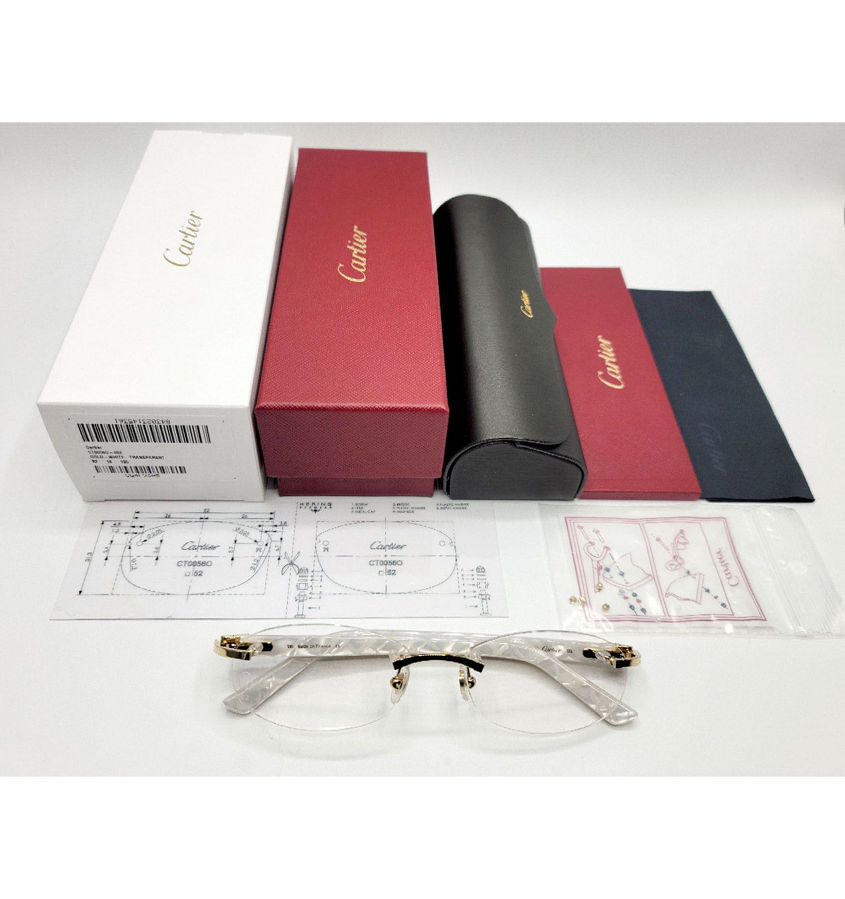 NEW! Cartier Pearl White Syracuse CT0056O Glasses