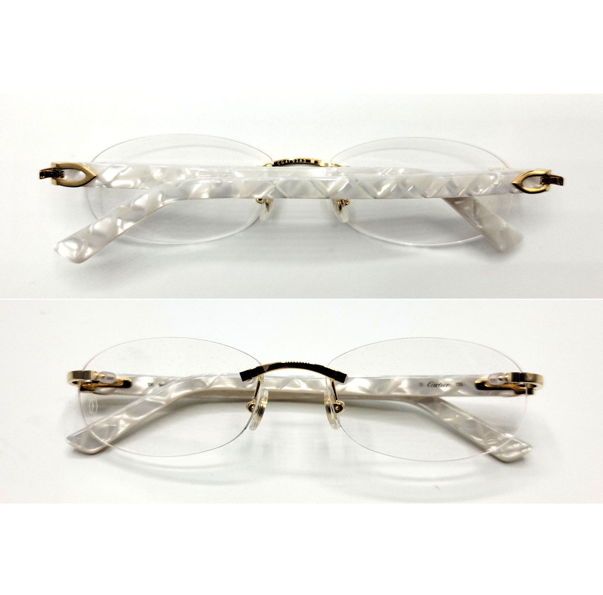 Cartier NEW! Cartier Pearl White Syracuse CT0056O Glasses Size ONE SIZE - 4 Thumbnail