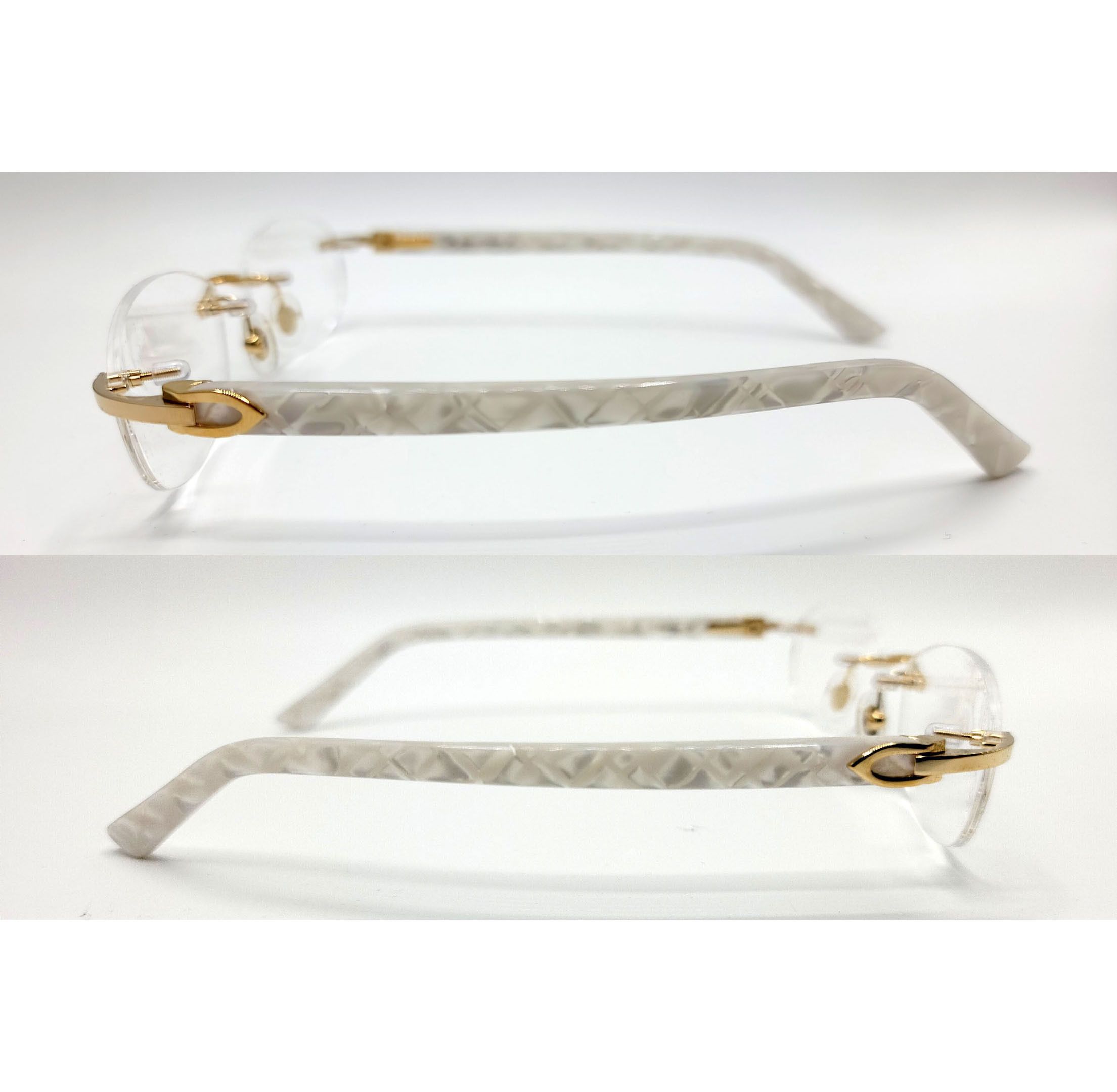 Cartier NEW! Cartier Pearl White Syracuse CT0056O Glasses Size ONE SIZE - 7 Thumbnail
