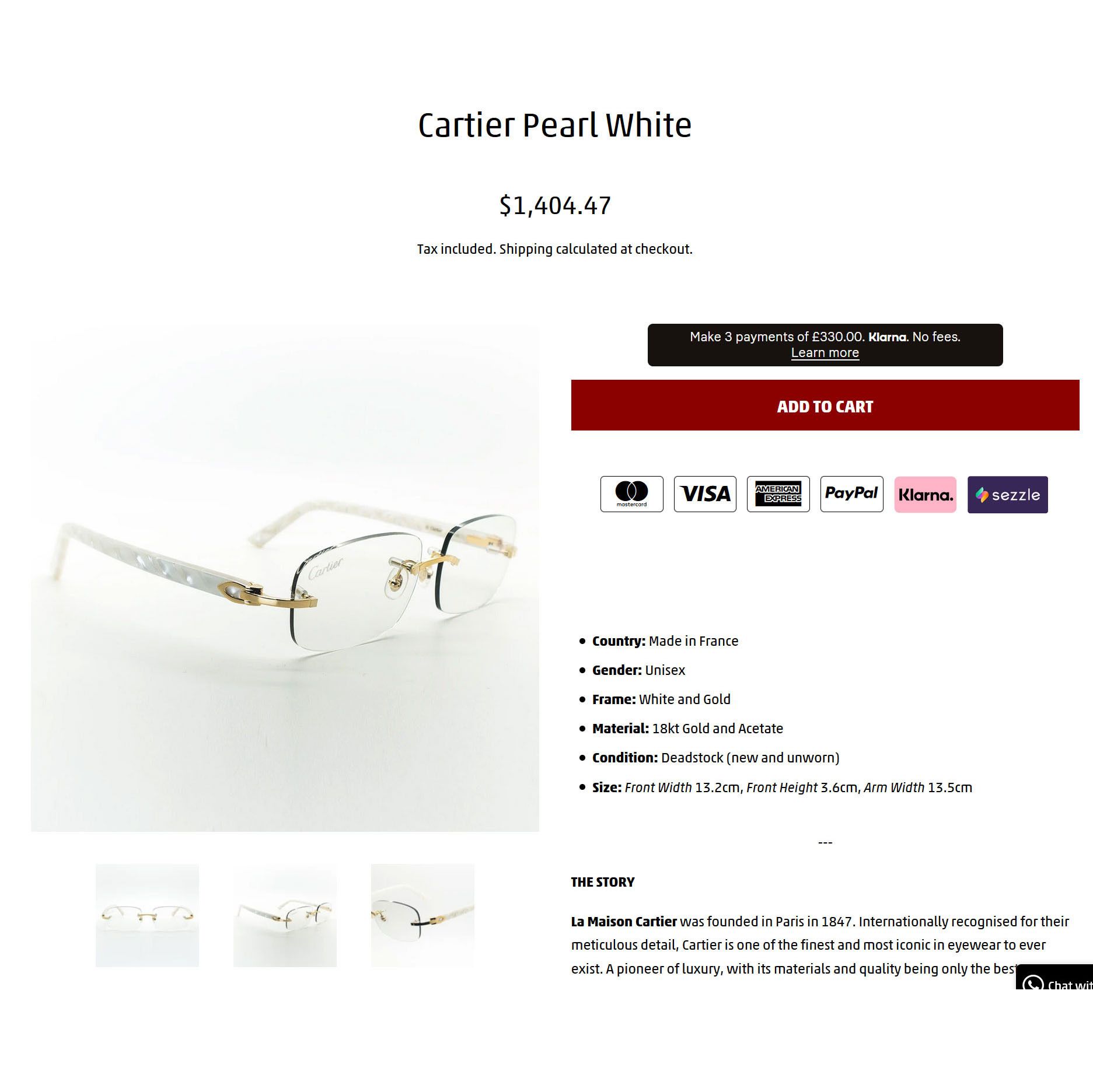 Cartier NEW! Cartier Pearl White Syracuse CT0056O Glasses Size ONE SIZE - 12 Thumbnail