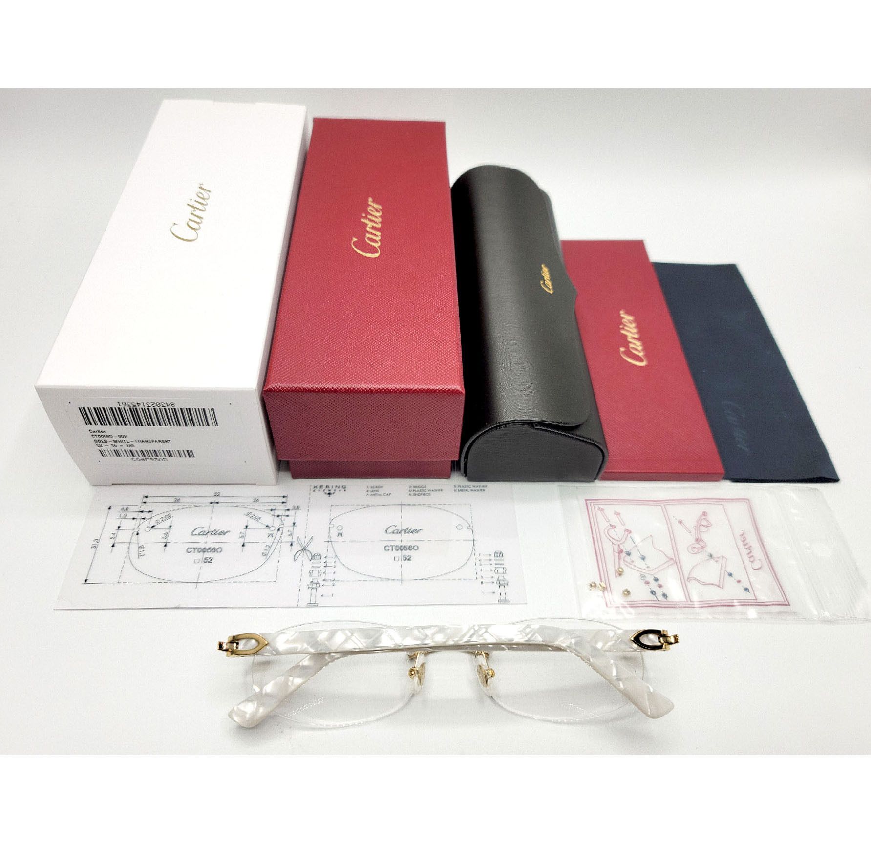 Cartier NEW! Cartier Pearl White Syracuse CT0056O Glasses Size ONE SIZE - 2 Thumbnail