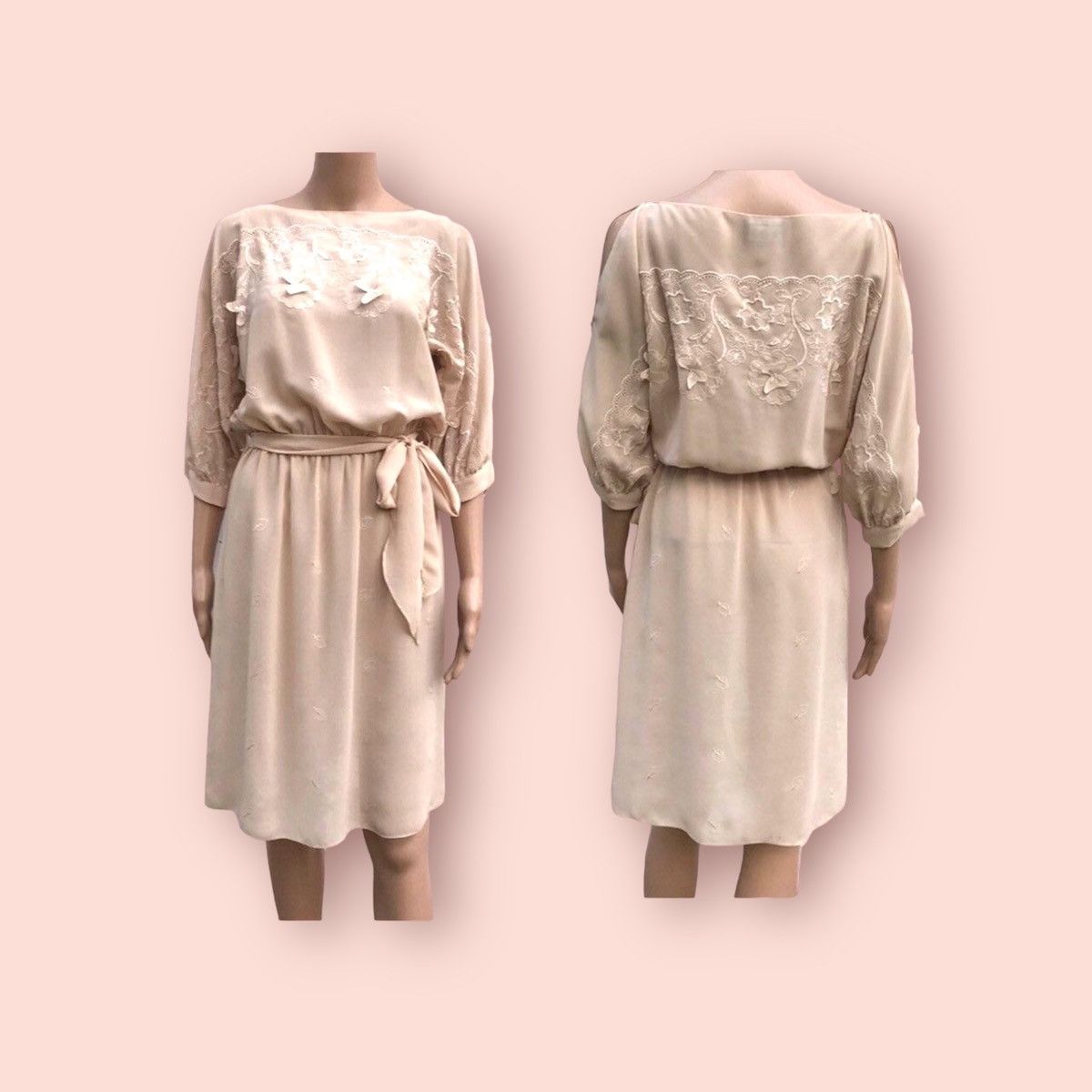 Vintage 80s Vintage Dress Layered Sheer Fabric Cold Shoulders Size M / US 6-8 / IT 42-44 - 7 Thumbnail